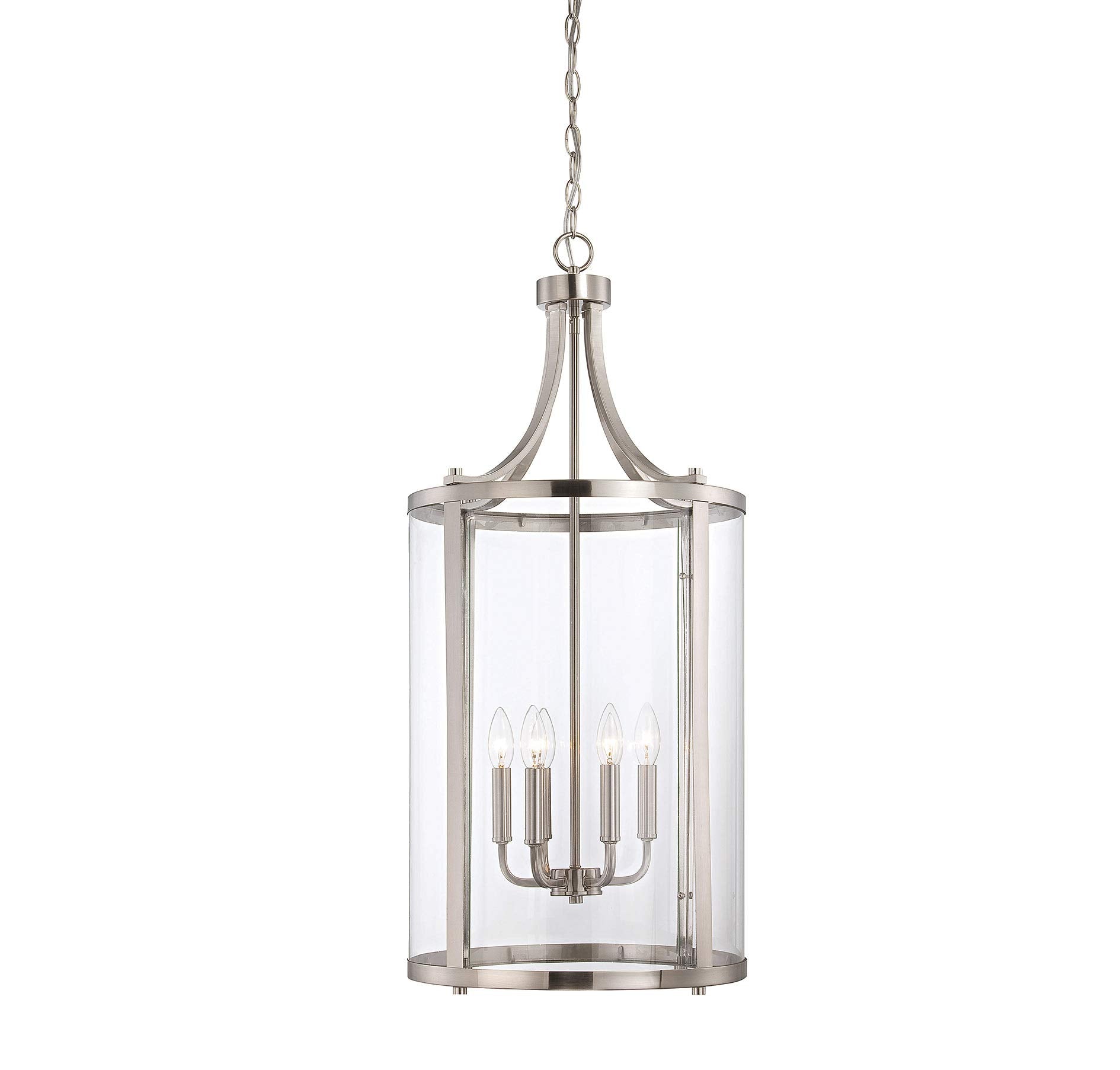 Savoy House 7-1041-6-SN Penrose Traditional Clear Glass Cylinder Pendant, 6-Light 360 Total Watts, 34 H x 16 W, Satin Nickel