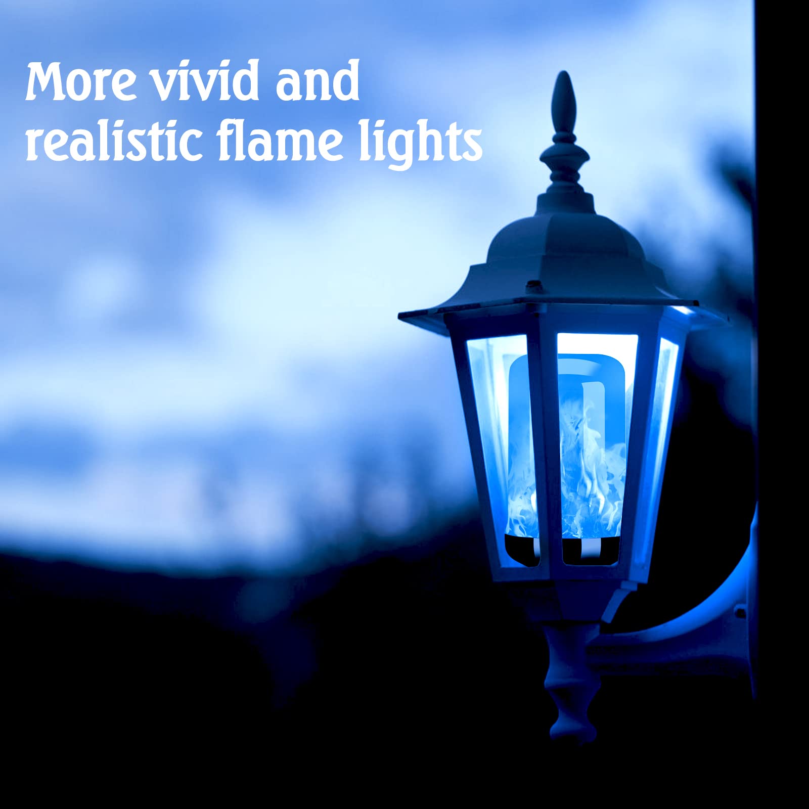 Y- STOP LED Flame Light Bulb, 4 Modes Flickering Effect, E26 Base, Blue-4 Pack for Halloween & Home Decor