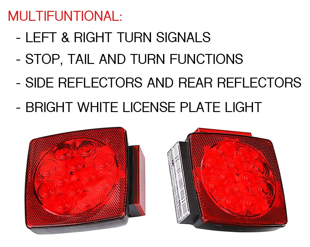 Maxxhaul 50343 12V Led Submersible Left And Right Trailer Lights For Trailers Less Than 80'' Wide