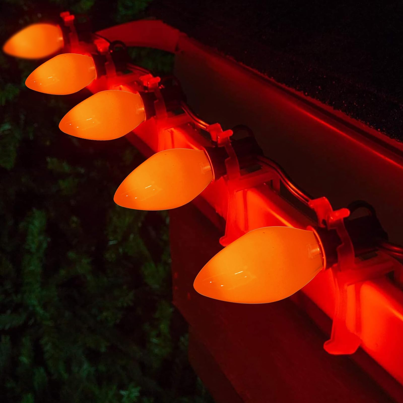GOOTHY C7 LED Replacement Bulbs, 25 Pack, Orange Ceramic, E12 Base, 0.6 Watt Energy Saving, Vintage Outdoor String Lights