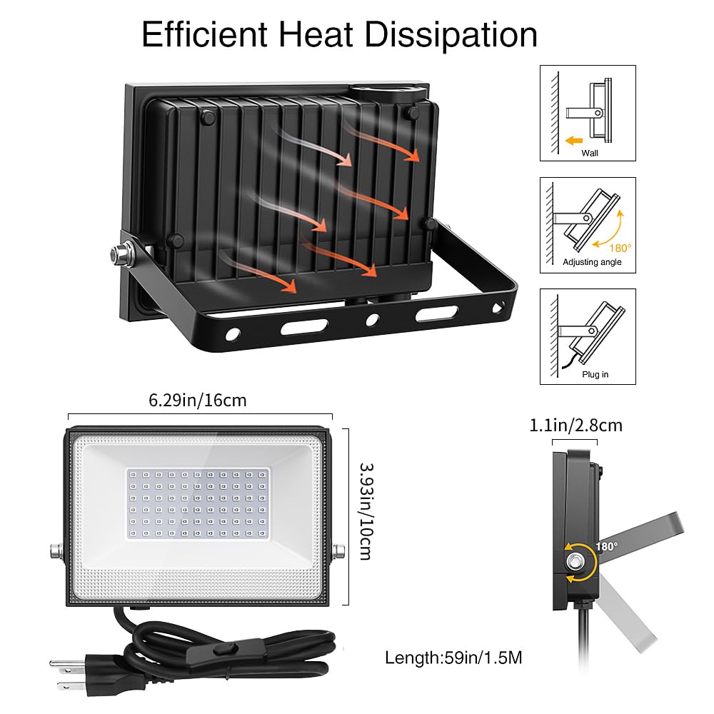 Onforu 30W LED Black Lights, IP66 Waterproof, 2 Pack, Graphene, Black, Model D30UV