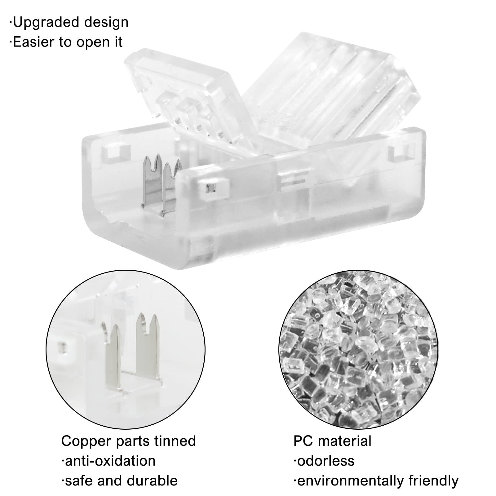 Rgbzone 10Pcs 3 Pin 10Mm Led Strip Connectors Gapless Solderless Strip To Wire Quick Connector For 10Mm Waterproof And Non-Waterproof Ws2811 Ws2812B Led Strip Lights