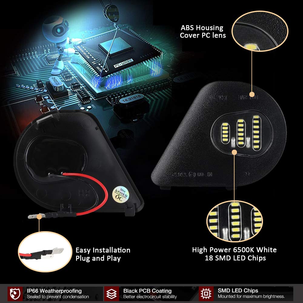 D-Lumina Side Mirror Puddle Lights Assembly Compatible With 2010-2018 Dodge Ram 1500 2500 3500 4500 5500 Pickup Trucks, Under Mirror Puddle Led Lamp 6500K White 2-Pieces