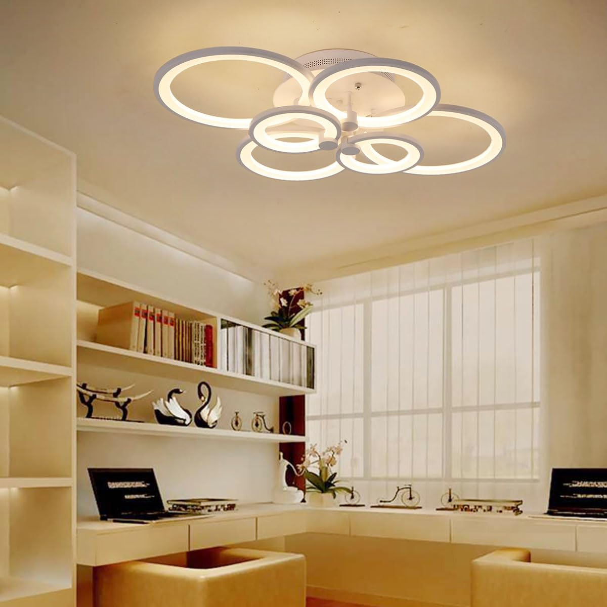 Ganeed LED Ceiling Light Fixture with Remote Control,72W Modern Acrylic Chandeliers,Dimmable Light Color Flush Mount Ceiling Lam