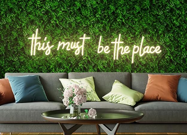 32  8 Inch Large This Must Be The Place Neon Signs with Timing Remote, White Led Light UP Sign for Wall Decor for Bedroom, Bar,