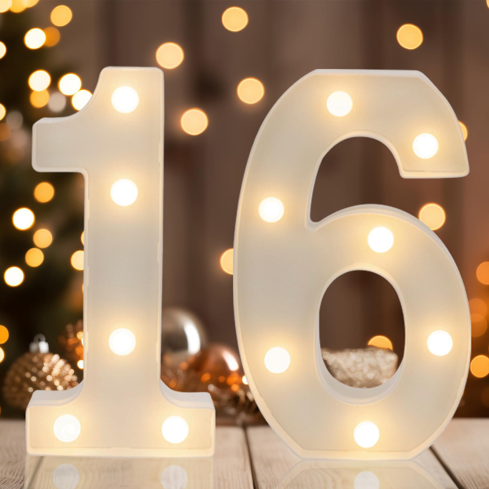 IFDGCTK Decorative LED Light Up Numbers Sign for 16th Birthday, Warm White, Marquee Style