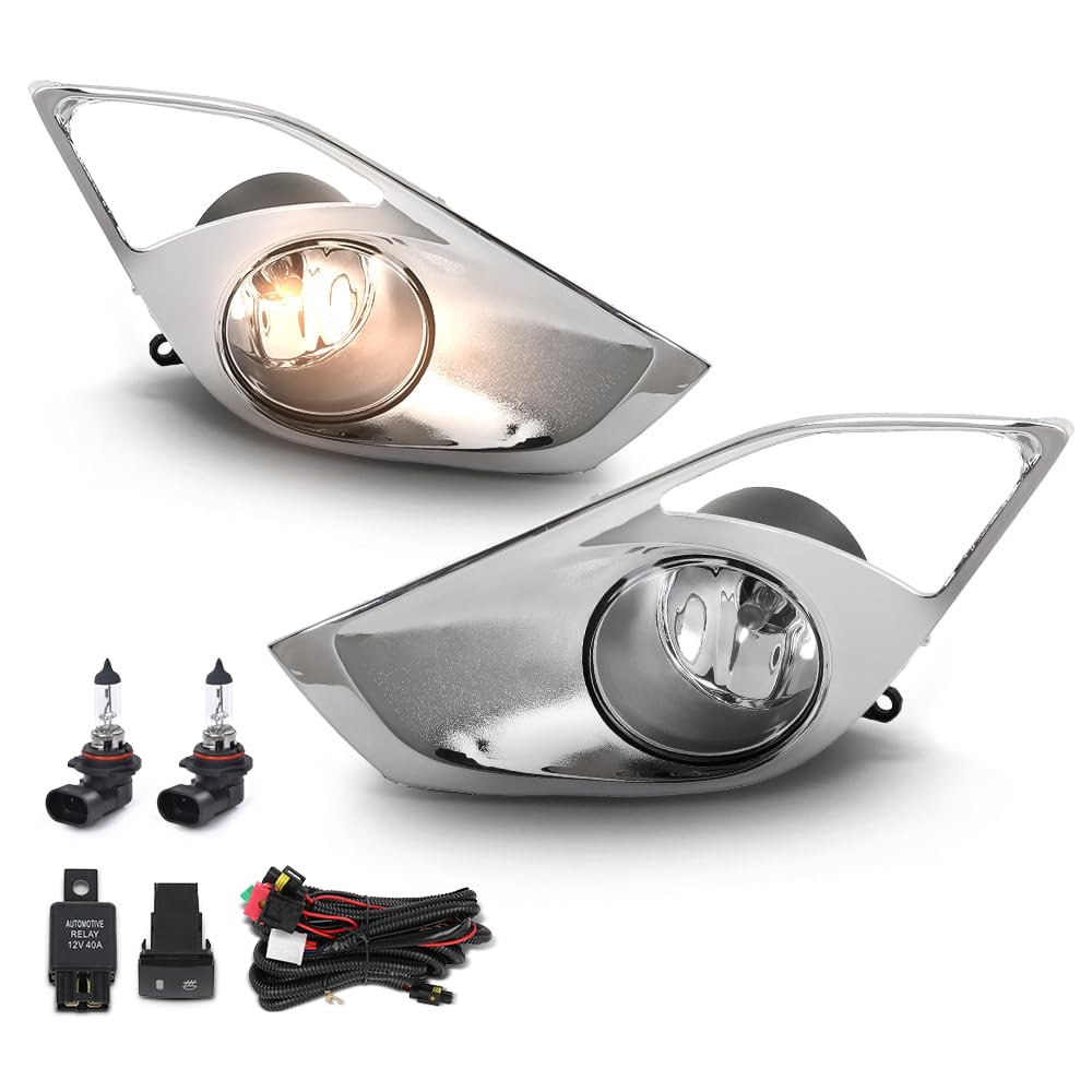 DOTCOM Bumper Fog Lights Lamps+Switch+Sliver Cover Bezels Fit Toyota Avalon 2013-2015 812200W040, 8122008020, 812100W050, 812100