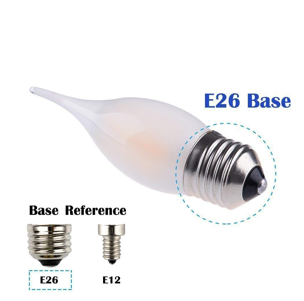 Opalray 2W Dimmable Led Candelabra Bulb, E26 Base, Warm White 2700K,