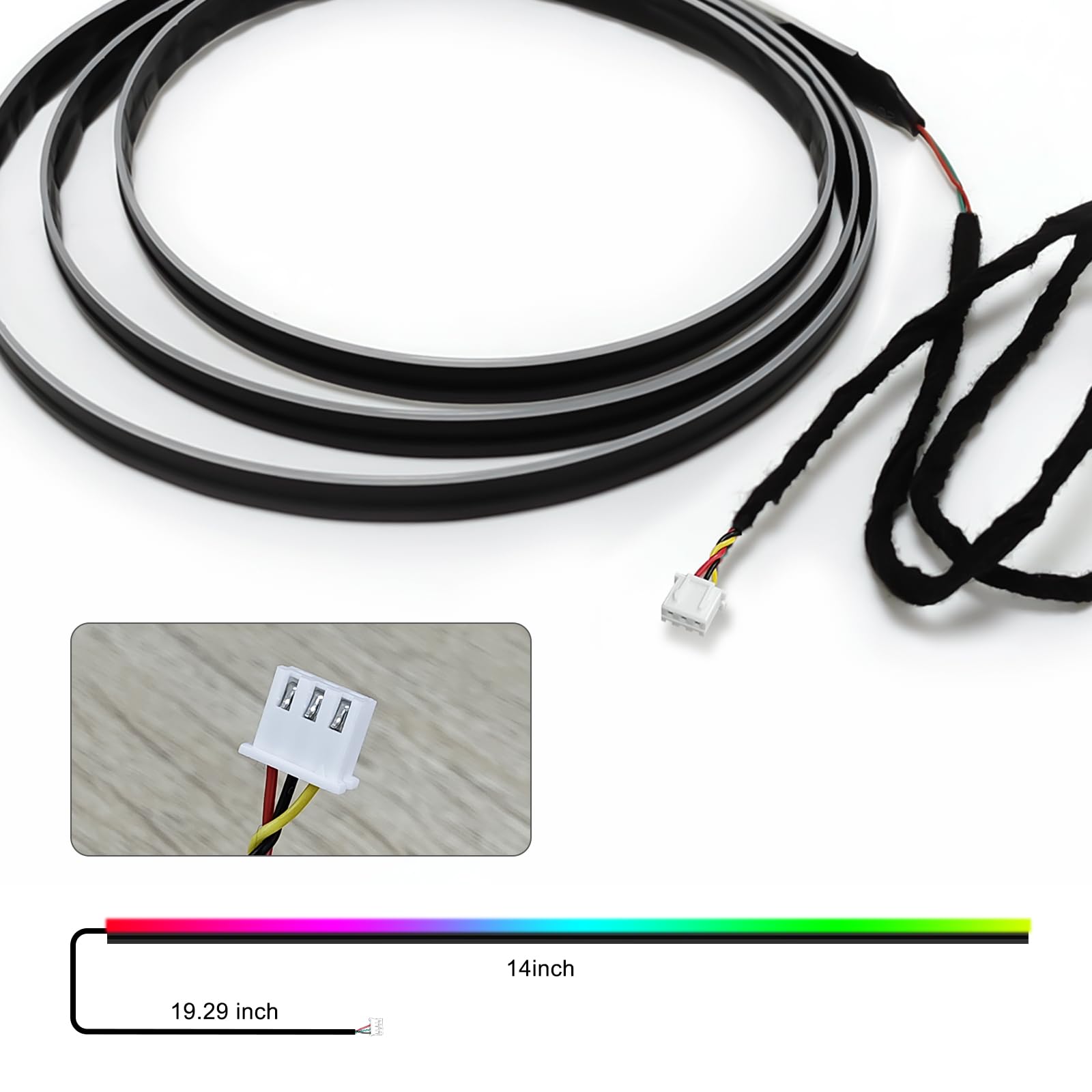 MAODANER Dreamcolor Acrylic LED Strip Light 14-inch for Main Controller, Not Included - Ideal for Interior Car Lighting