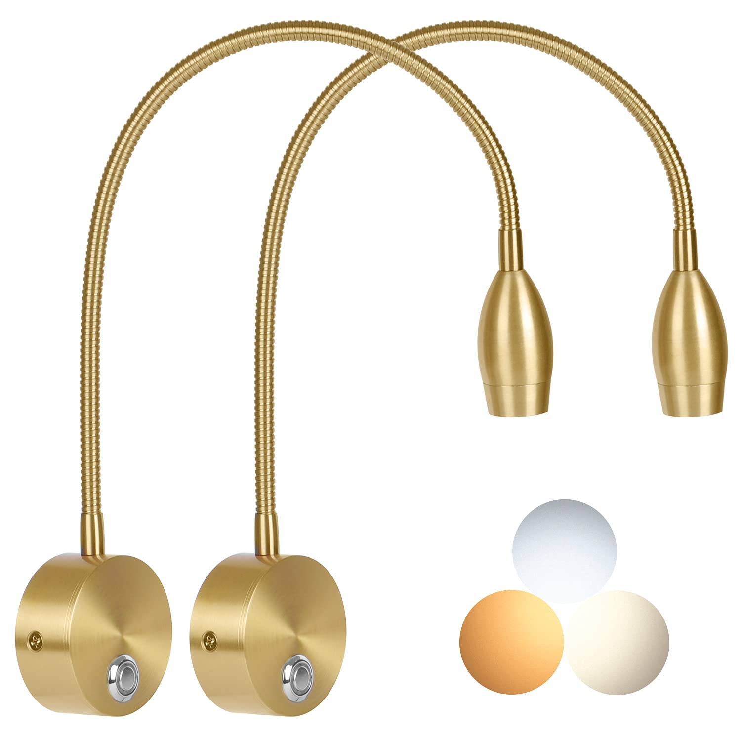 Adust Bedside Reading Light, Bedroom Reading Lamp, 3W Led Touch Dimmable Brightness Minimalist Wall Headboard Reading Lamp, Adju