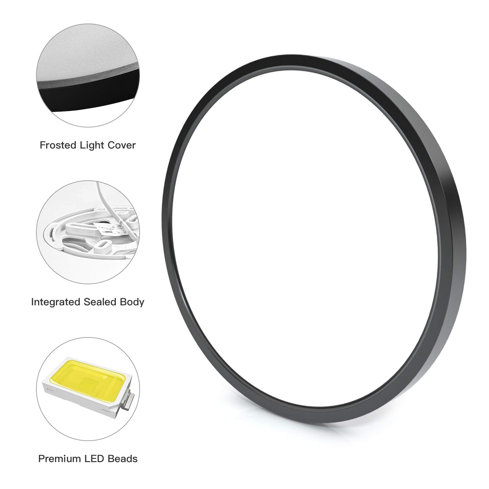 Ocioc 4 Pack 12Inch Led Flush Mount Ceiling Light Black, 5000K, Ultra Thin Round Lighting Fixture Ceiling Lights For Bedroom, Of