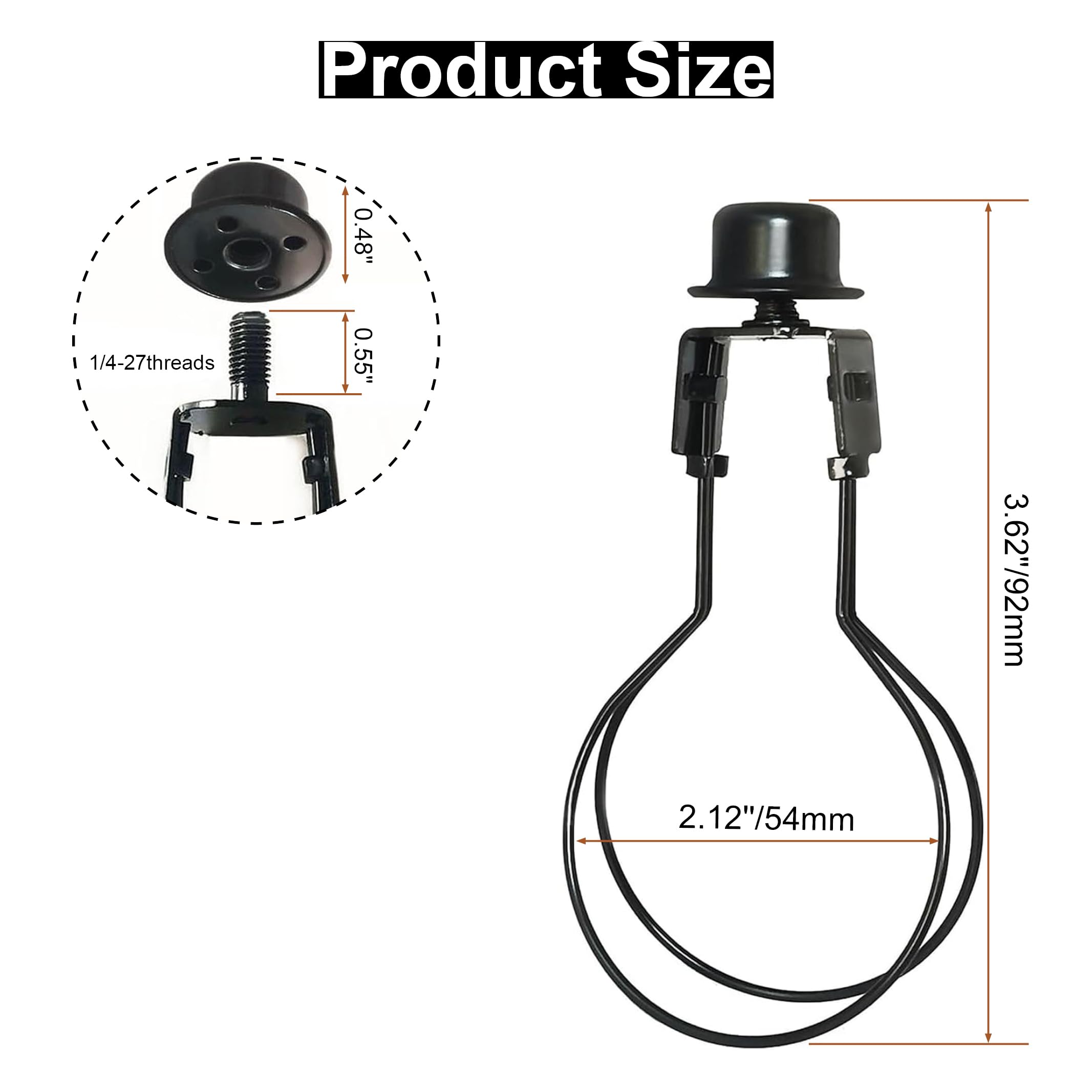 Ma&J Lamp Shade Bulb Clip Adapter, Clip On Lamp Shade Adapter Includes Finial And Lampshade Levellers,Spring Clip For Light Bulb