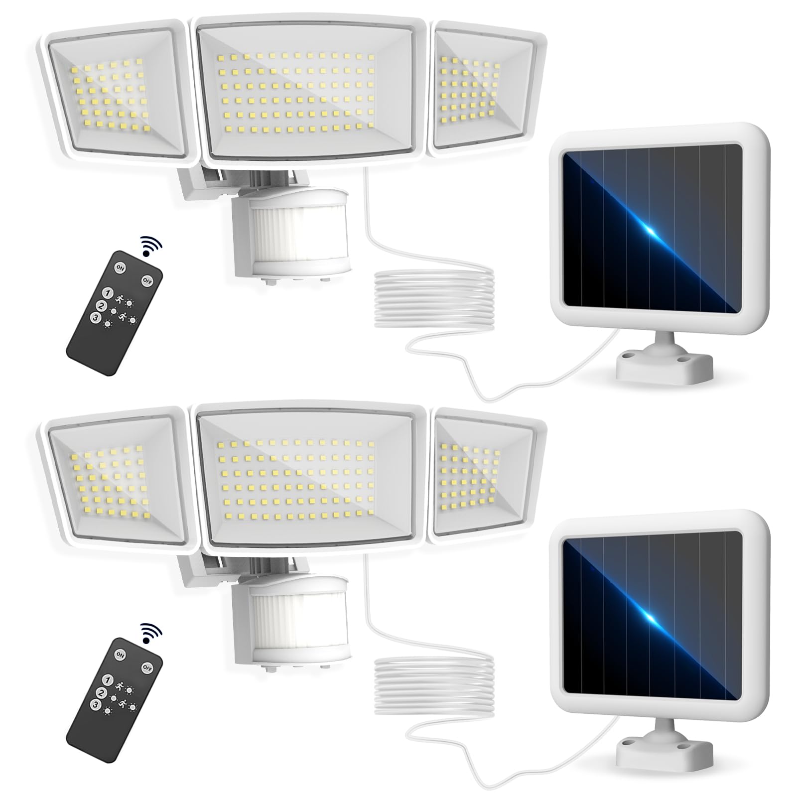 E ENERGETIC LIGHTING Solar Outdoor Lights, 1800LM, 192 LED, Motion Sensor, 2 Pack, IP65 Waterproof, Remote Control, Model SCL180E765-SP
