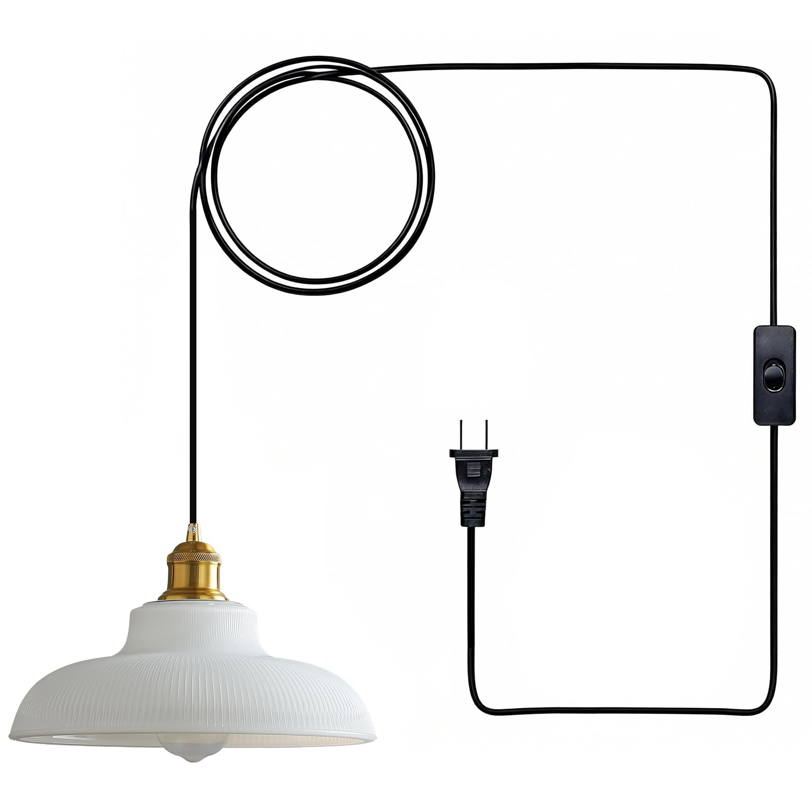 XZHGCEE Plug in Pendant Light: Hanging Light Plug in Milk Glass Hanging Lamp, Pendant Lighting for Kitchen Island, Bedroom, Dini