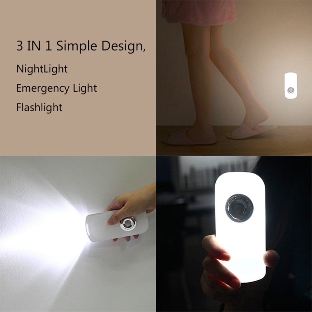 Bonashi 2 Pack LED Night Light & Flashlight - Motion Sensor, Rechargeable, Energy Saving, Wall Mount, Portable LED Torch - Blue, Small Size