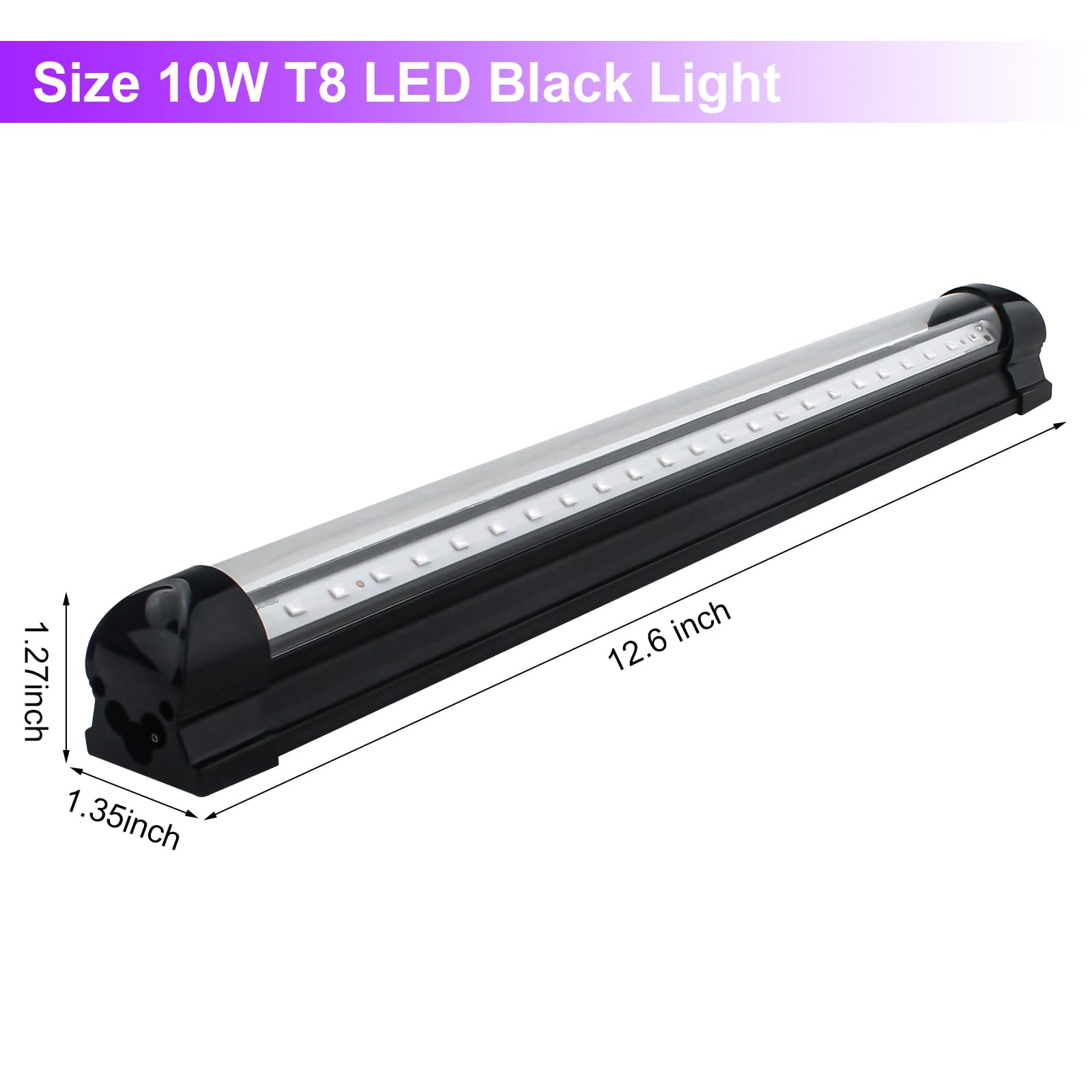 BOSITE 10W UV Black Light Bars, 4 Pack, 48 LED, 1Ft, Linkable, Purple, Polycarbonate