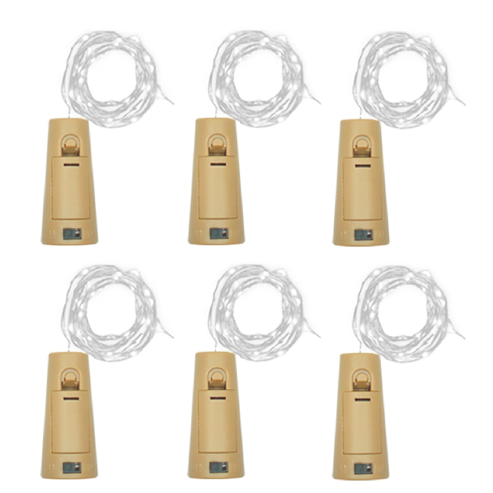 LoveNite Wine Bottle Lights with Cork, Battery Operated 20 LED Cork Shape Silver Wire Colorful Fairy Mini String Lights(No Bottles) for DIY, Party, Decor, Christmas, Halloween,Wedding (6, Cool White)
