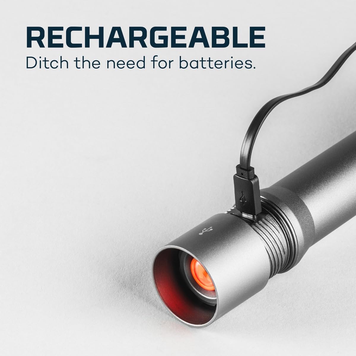 NEBO Davinci 5000 Flashlight | 5000 Lumens, 4 Modes, USB Charger | Storm Gray, Rechargeable, Waterproof, Model NEB-FLT-0022