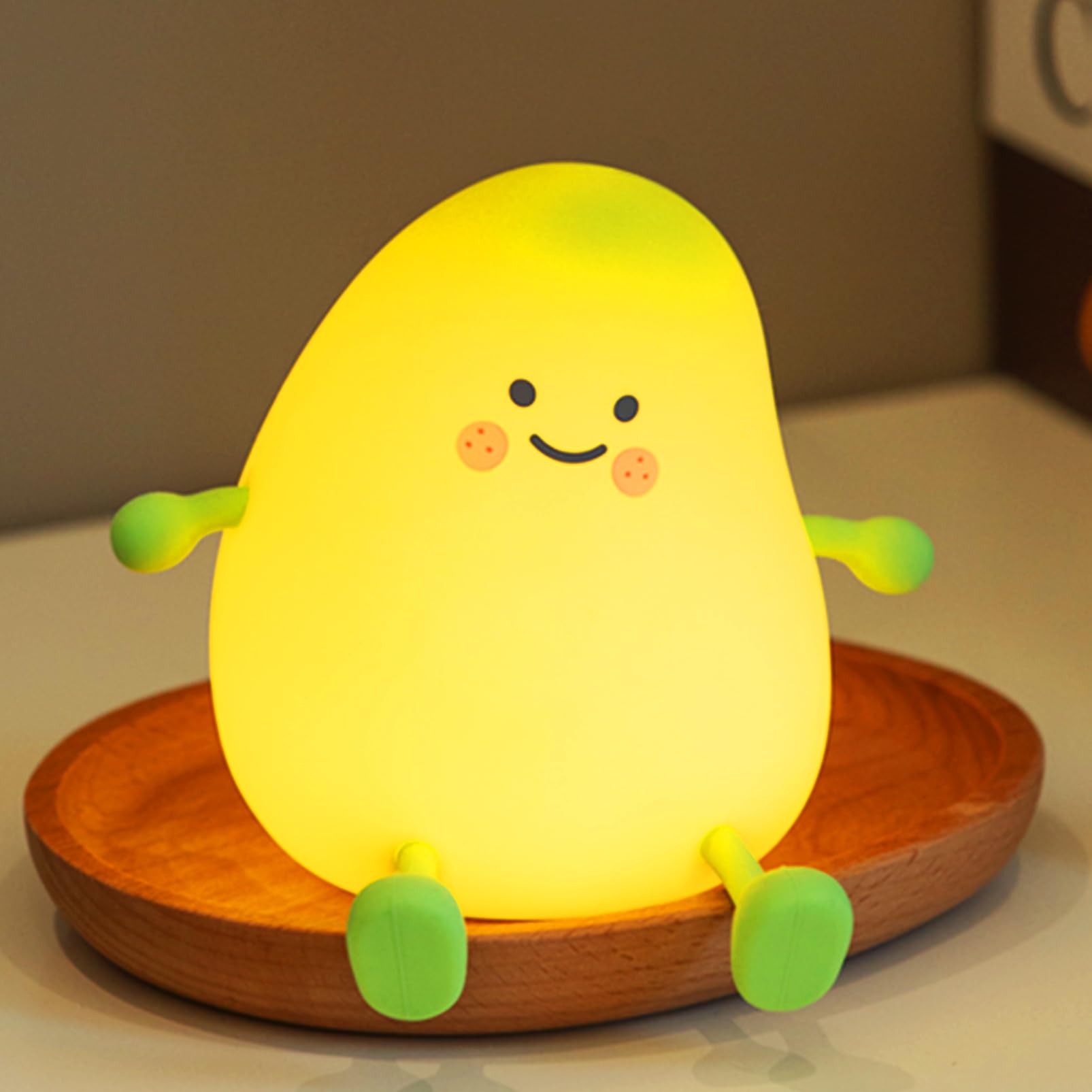 SMOORITA Cute Night Light for Kids, Mango Sleep Lamp Warm Light Bedroom Decor Kids Night Light, Silicone Nightlight Baby Nursery