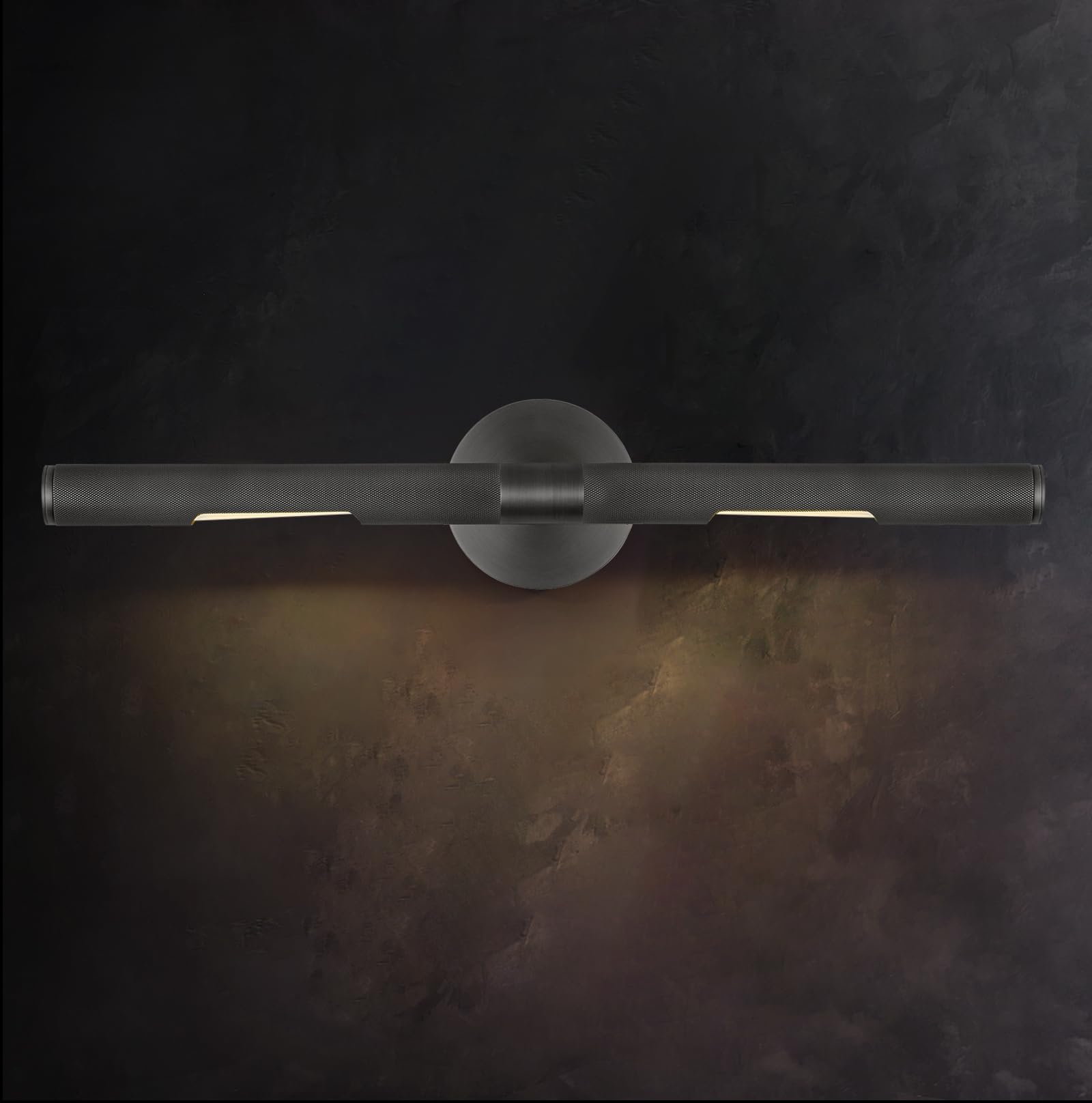 Hard-Wired Knurled Picture Light, 24In Black Picture Light For Wall, Dimmable Art Light, Rotatable 360 Picture Frame Light, Pain