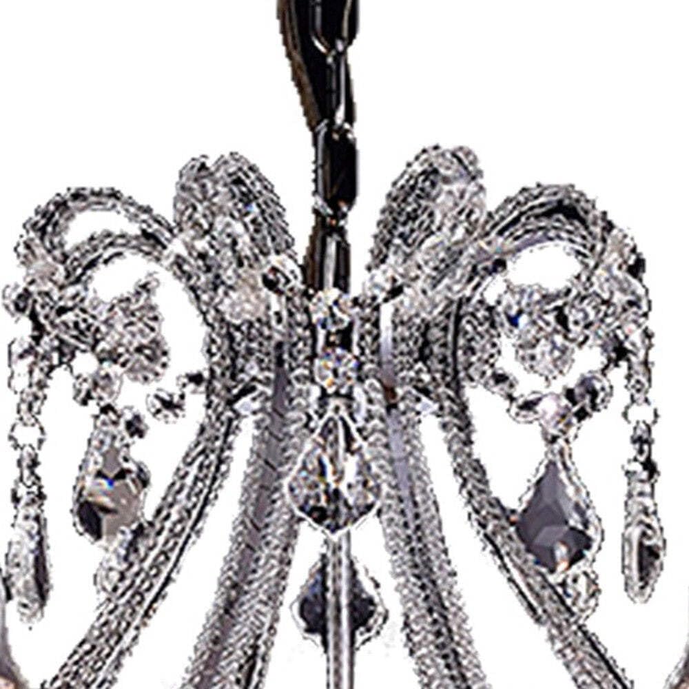 HomeRoots LED Ceiling Light, Eight Light, Candle Style, Transparent Glass, Model 468888