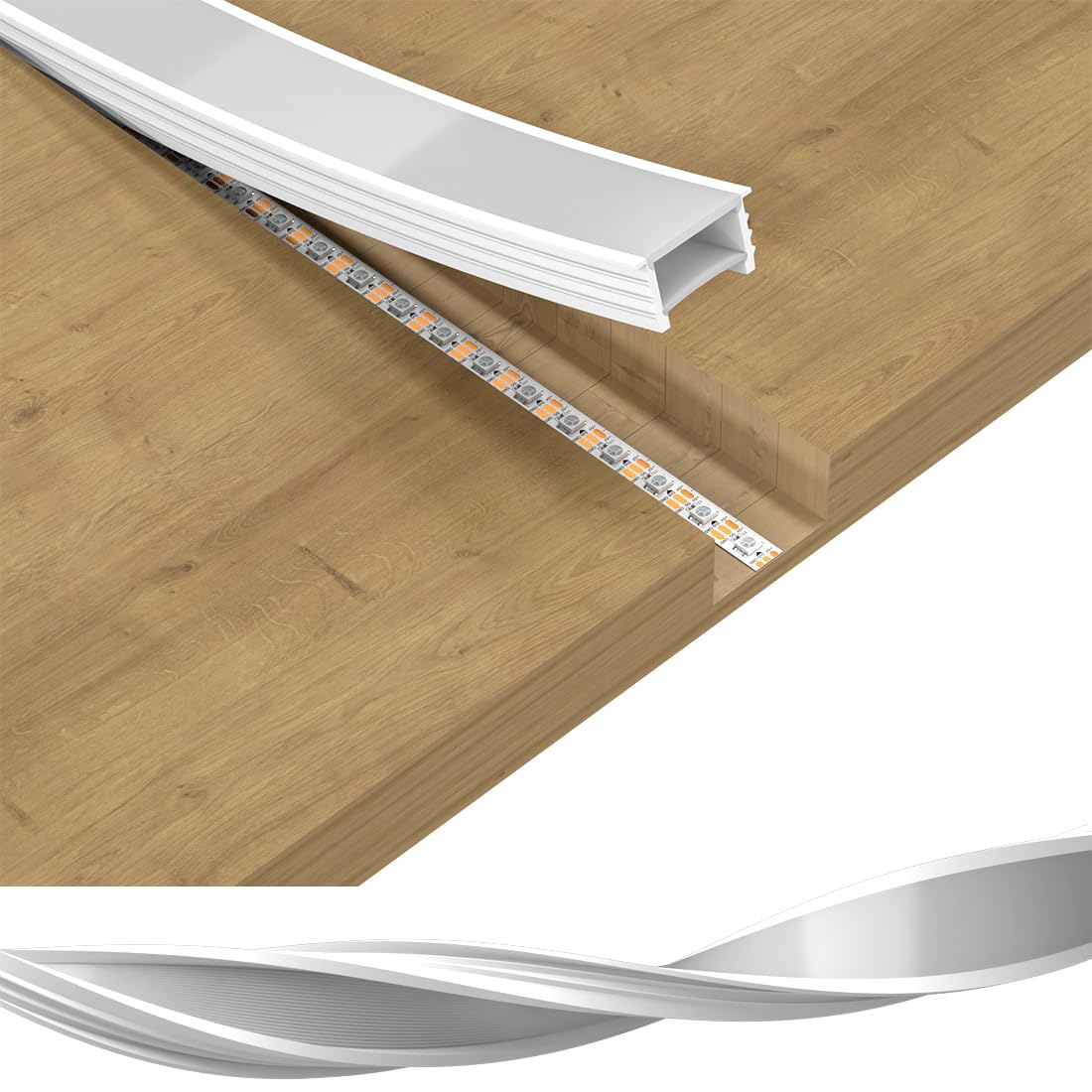 BTF-LIGHTING Silicone LED Channel System 16.4Ft Flexible Milky White Cover DIY Spotless Tube for =30mm Width LED Band Neon Rope Light Channel Diffuser  for Kitchen Cabinet  Room  Patio(No LED Band)