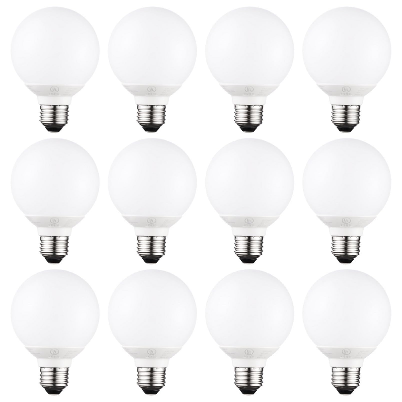 TORCHSTAR Dimmable G25 LED Light Bulb 6W 450LM 12-Pack Warm White 3000K E26 Base Round Frosted
