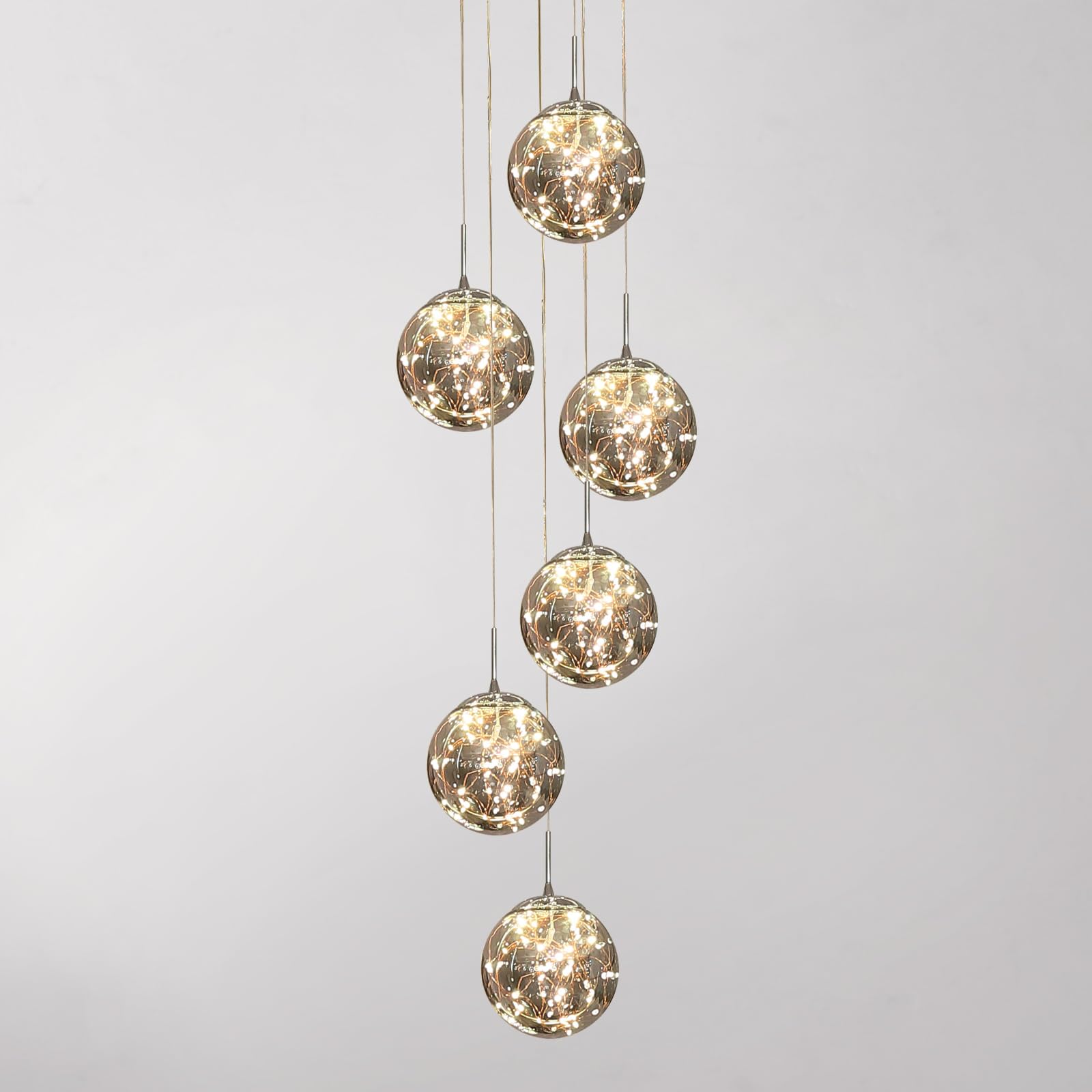 Kaucqi Long Chandeliers For High Ceilings,Modern Crystal Pendant Light,Raindrop Drop Lamp,Hanging Flush Mount Lighting Fixtures 