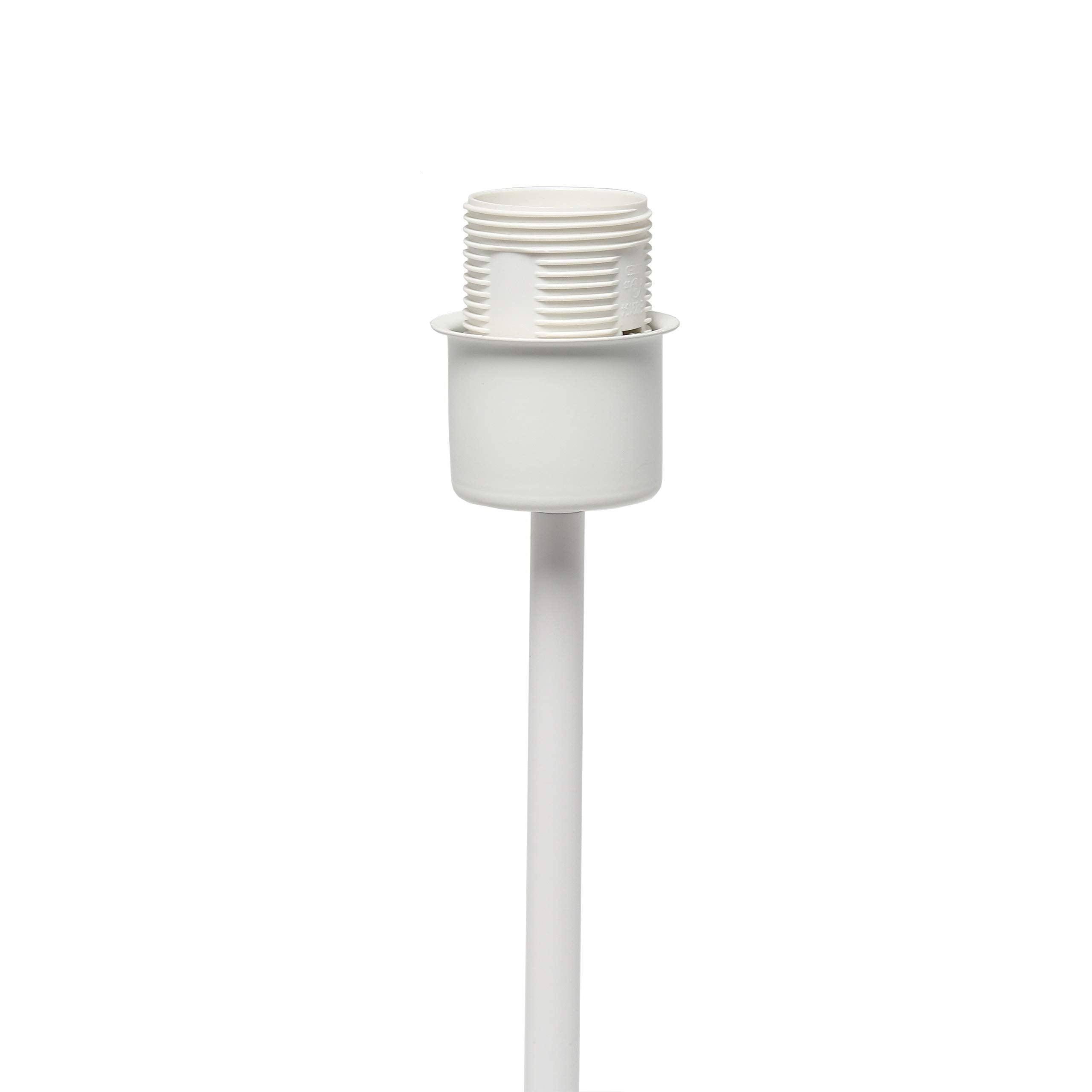 Simple Designs Lt2040-Wow 23" Standard Metal Stick Lamp With Round Base And Drum Fabric Shade For Home Décor, Bedroom, Office, Dorm, Living Room, Entryway, Foyer, White