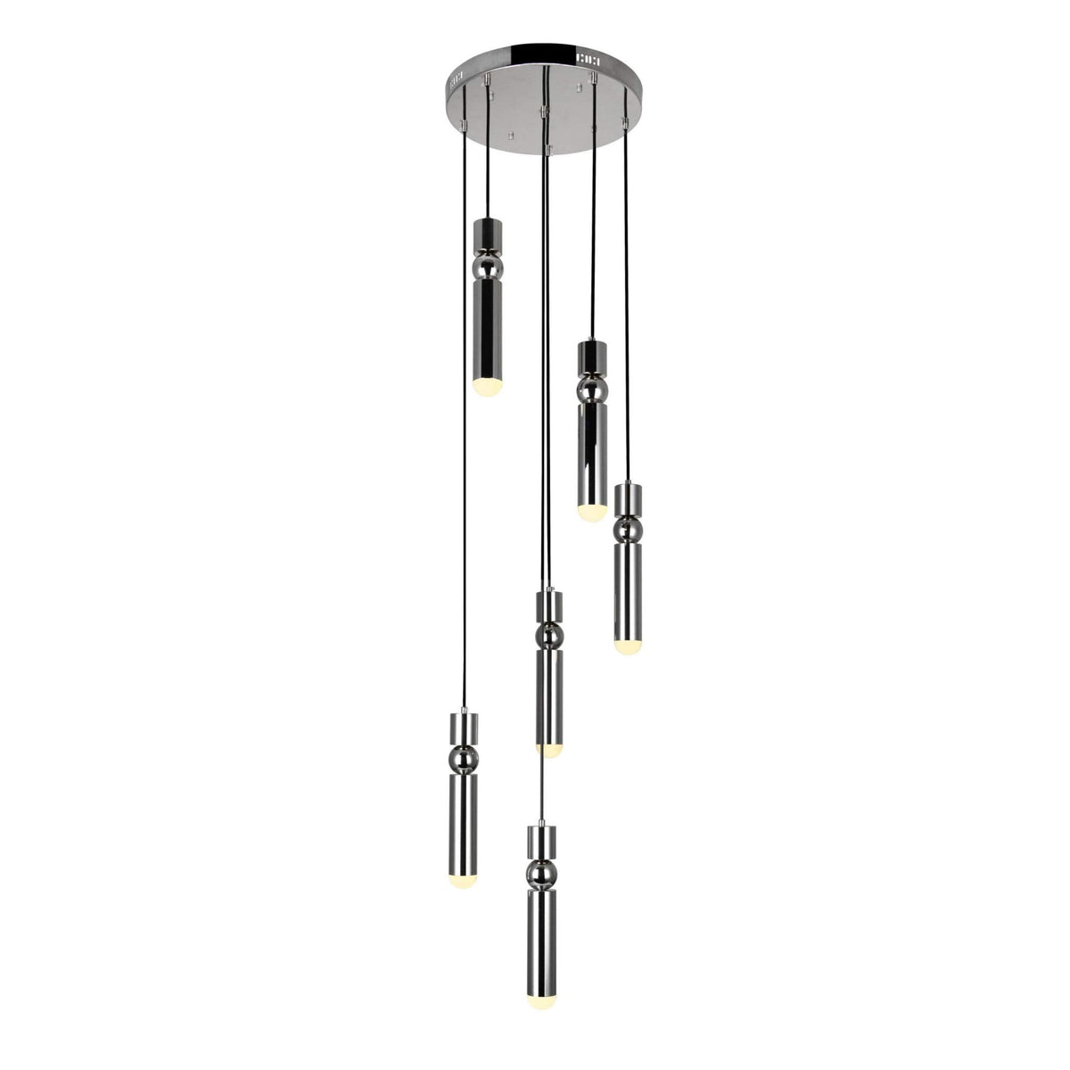 CWL Lighting Chime 82-136&quot; Metal LED Pendant in Polished Nickel