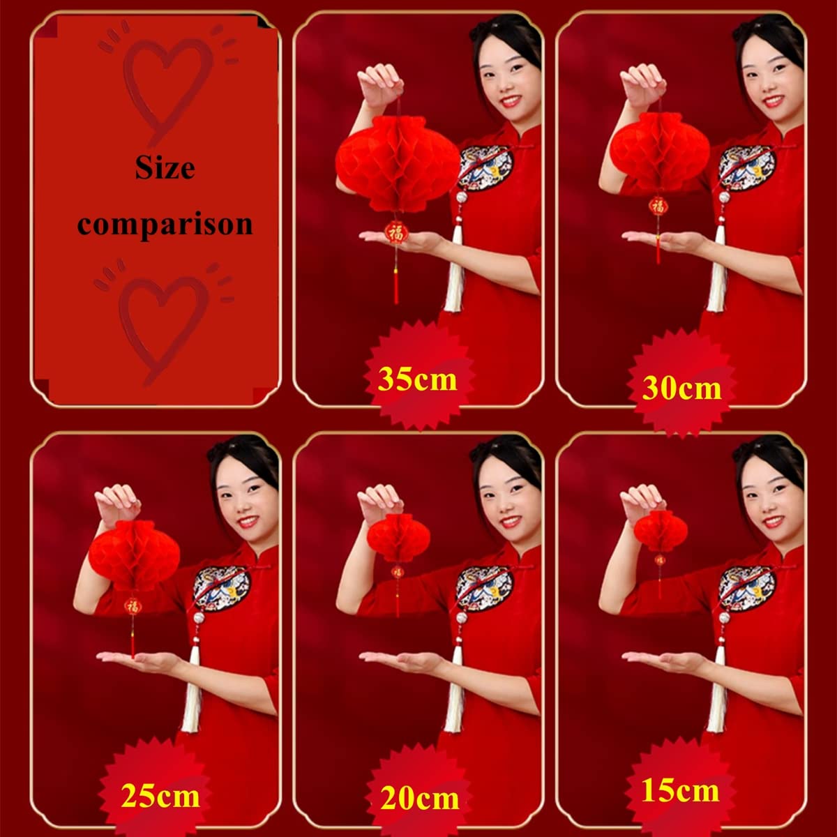 Kymy 40Pcs Chinese Red Paper Lanterns, 2025 Red Hanging Round Decorative Chinese Paper Lanterns For Lunar Snake New Year,Spring