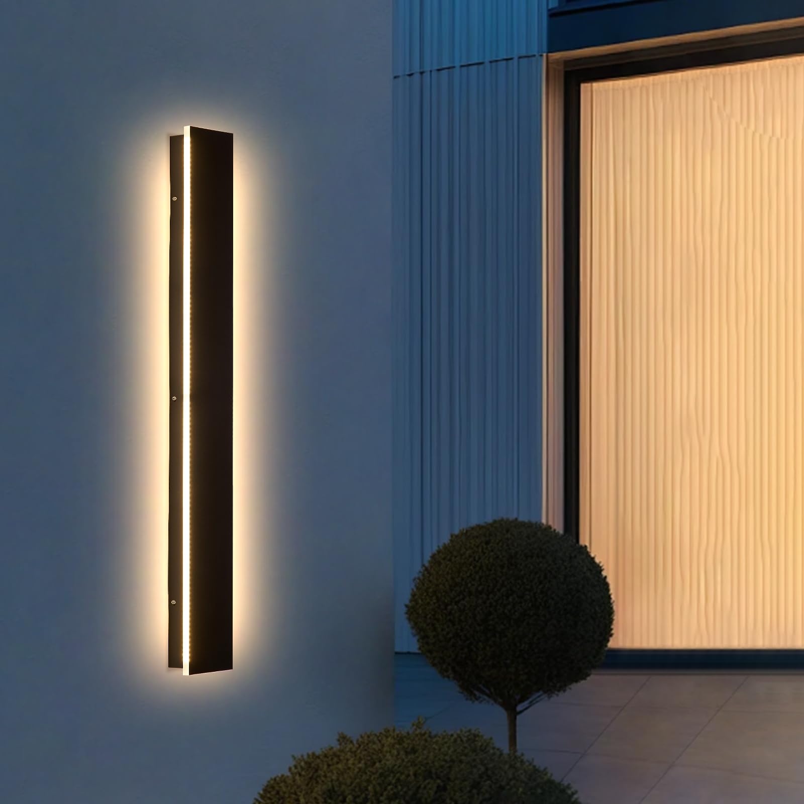 NIUZDU Modern Outdoor Lights - 3000K 47.3inch Linear Exterior Sconce Lighting Waterproof Wall Mount, Black Led Long Wall Porch L