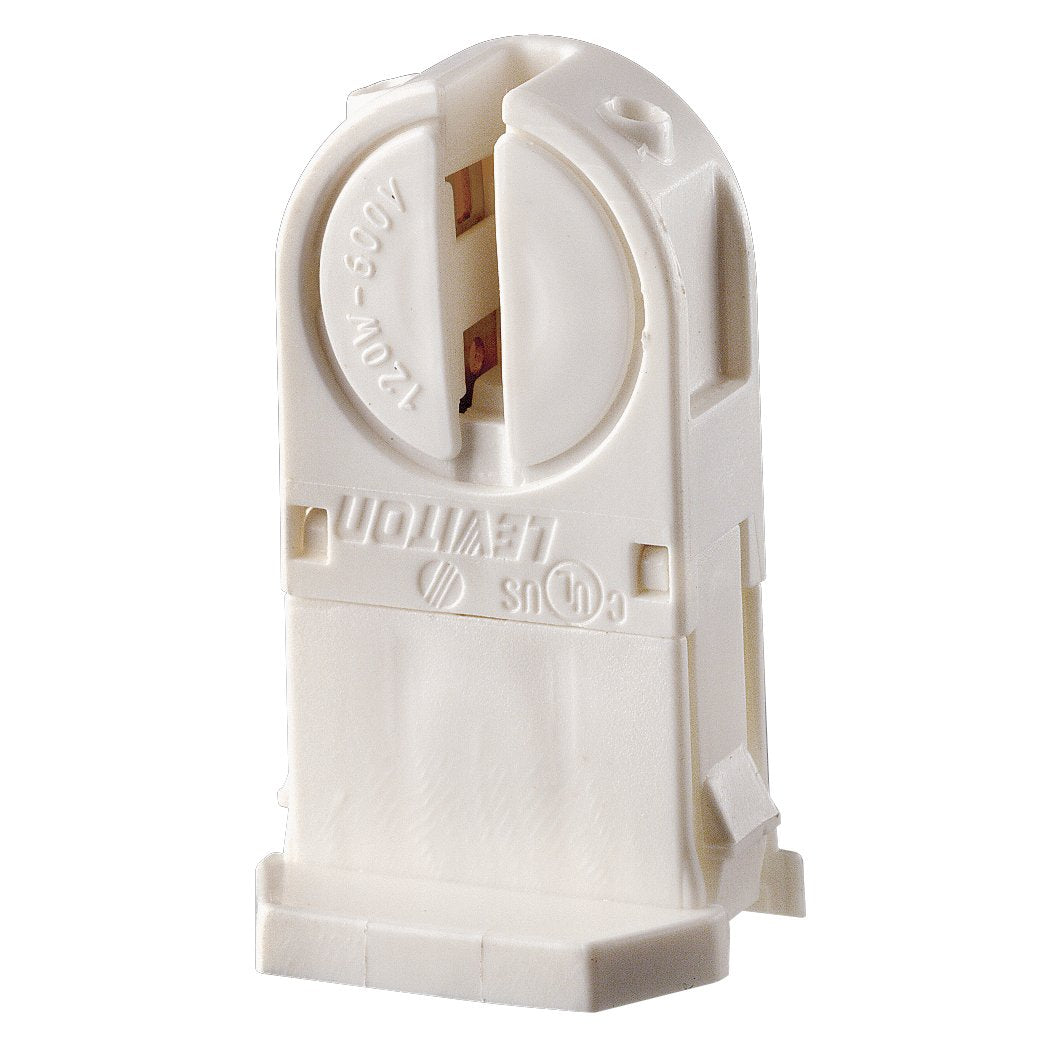 Leviton 13654-Twp Linear Fluorescent Lampholder, T5 Miniature Bi-Pin Twist-In With Lamp-Lock, White