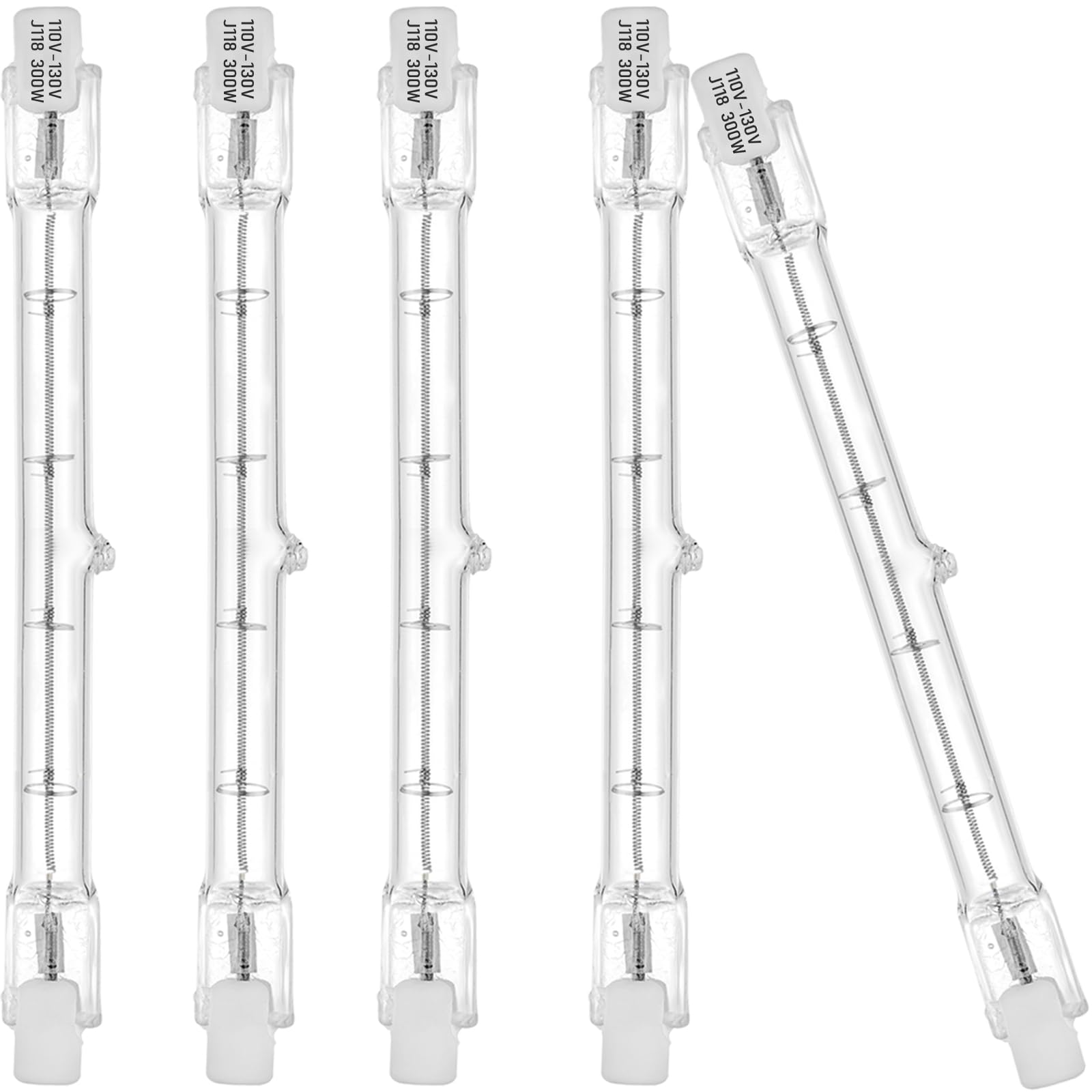 (5 Pack) R7S Halogen 118Mm 300W 120V Dimmable Tungsten J118 T3 J Type Halogen Light Bulbs Double Ended Floodlight Bulb For Work,