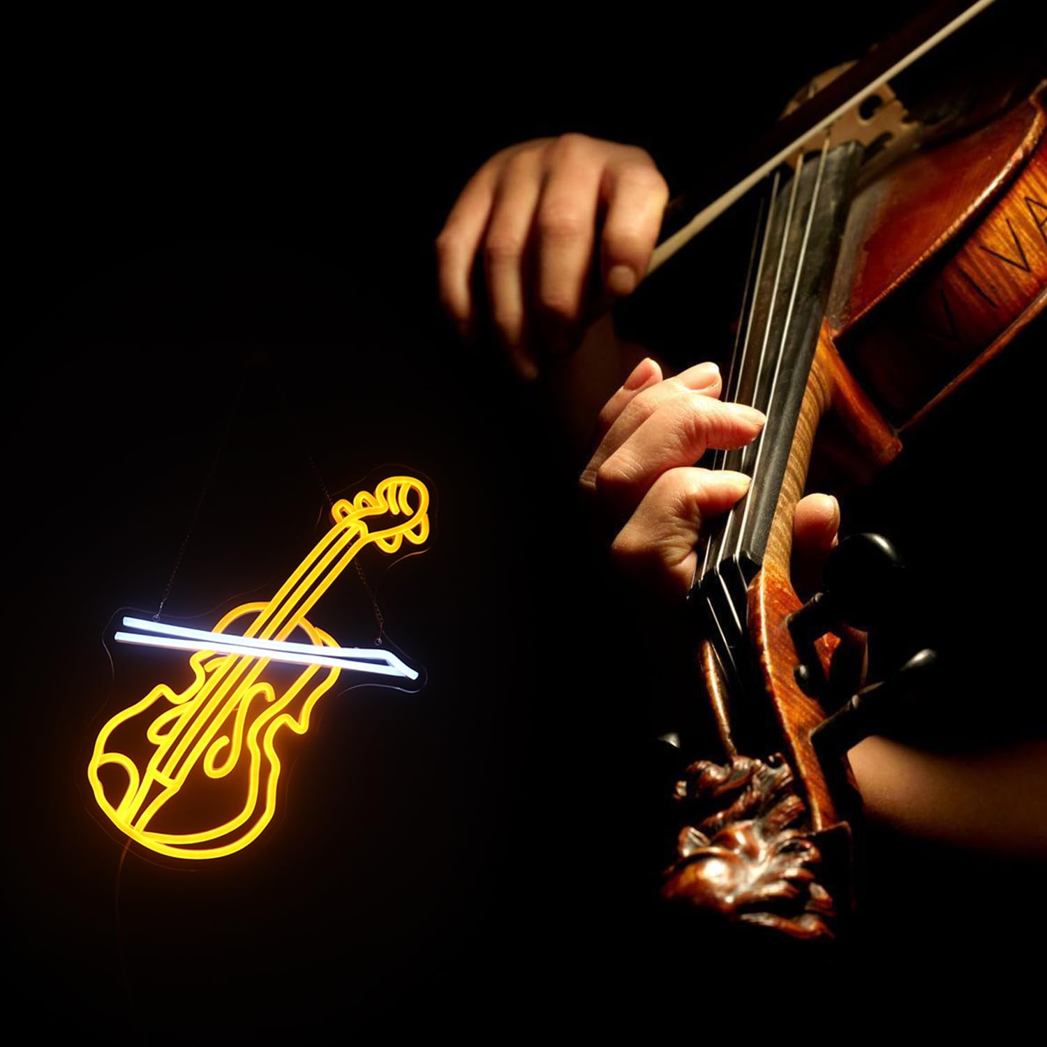 Violin Led Neon Sign  Music Player Neon Signs  Music Instrument Wall Room Bedroom Game Room Art Decor  Violin Enthusiasts Artist Neon Light Wall Art Christmas Birthday Gift