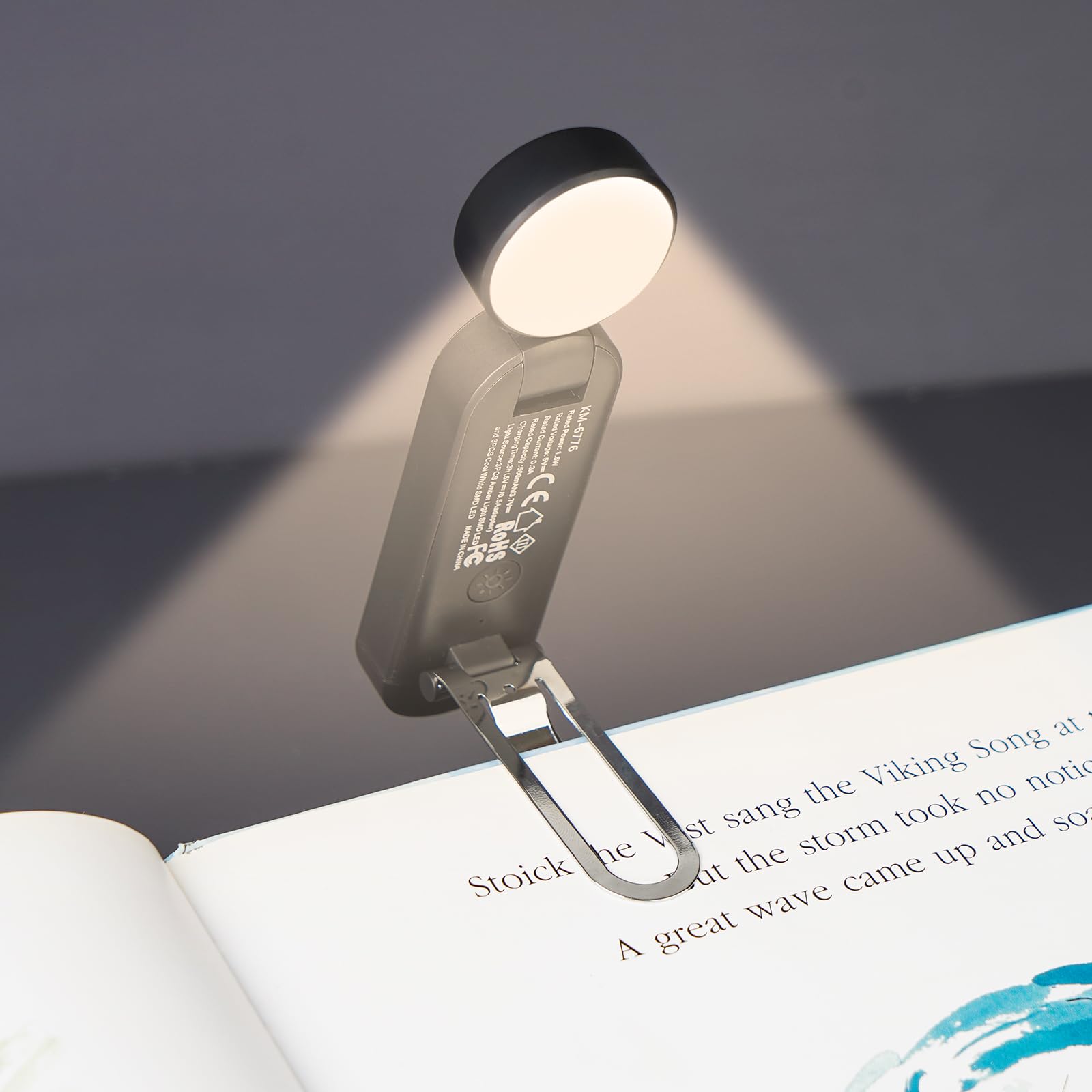Vavofo Usb Rechargeable Book Light, Blue Light Blocking, Amber Light Clip On Bookmark Shaped Reading Light, Eye Care 6 Leds Book Light For Bookworms Reading In Bed With 9 Lighting Modes (Grey)