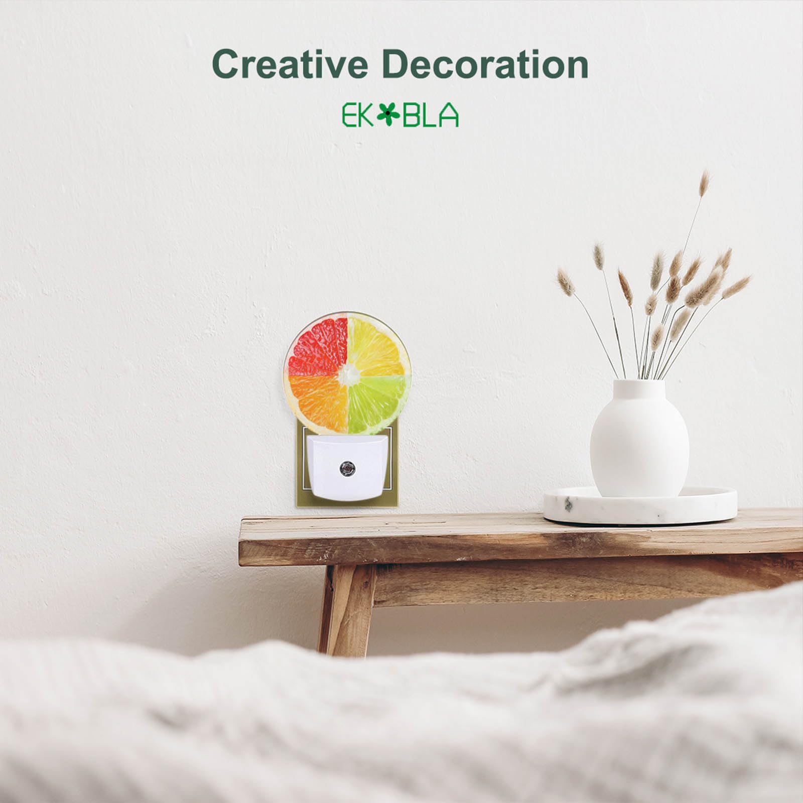 Ekobla Lemon Novelty Night Lamp Tropical Fruit Citrus Food Funny Colorful Seasonal Night Lights Plug Into Wall Auto Sensor Led F
