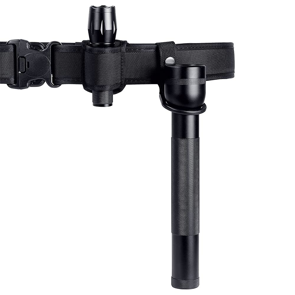 Taftacfr Compact Flashlight Holder(Open Top)+ Flashlight Ring Strap Holder Hold Mag Lite And Other D/C Cell Flashlights(Nylon Ou