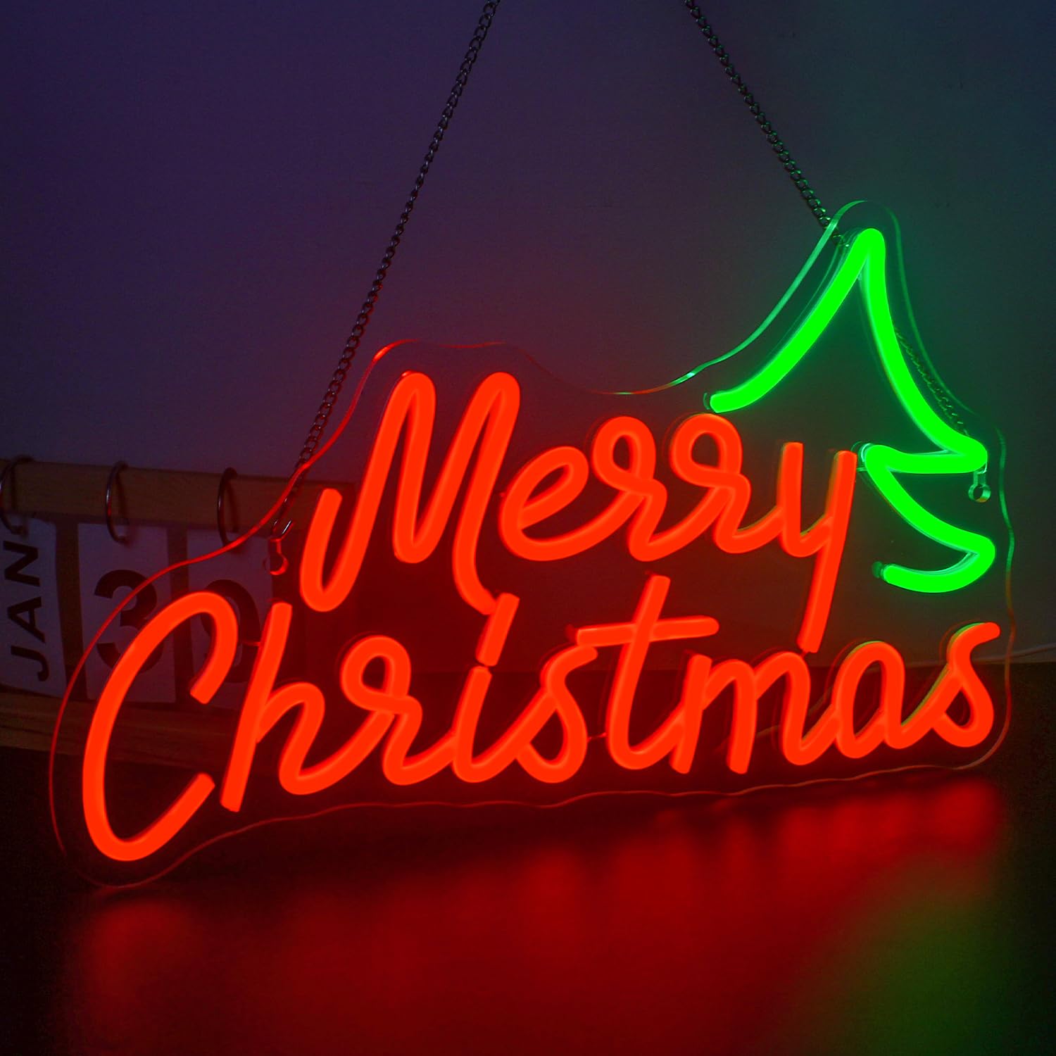 DREAMFORT Neon Sign - Merry Christmas LED Light, Dimmable, USB Powered, Acrylic Decoration for Bedroom, Living Room, Party