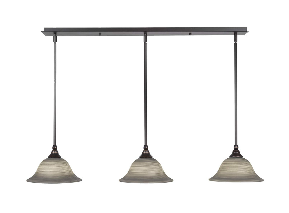 Toltec Lighting 3 Light Linear Pendalier In Dark Granite (36-Dg-603)