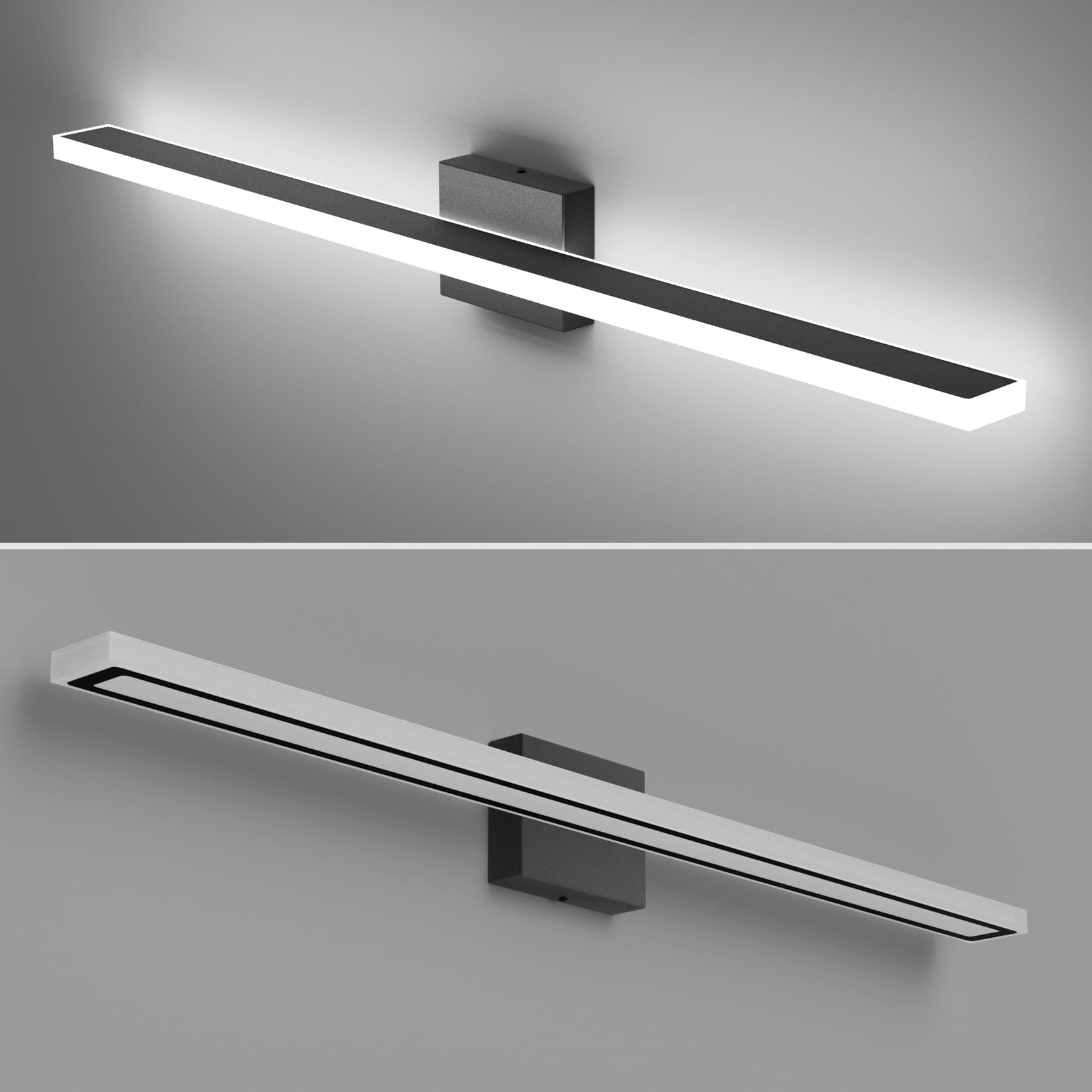 lundwa 40in Black LED Bathroom Vanity Light Bar, 36W, Modern Fixture, Cool White 6000K, Model JS6181