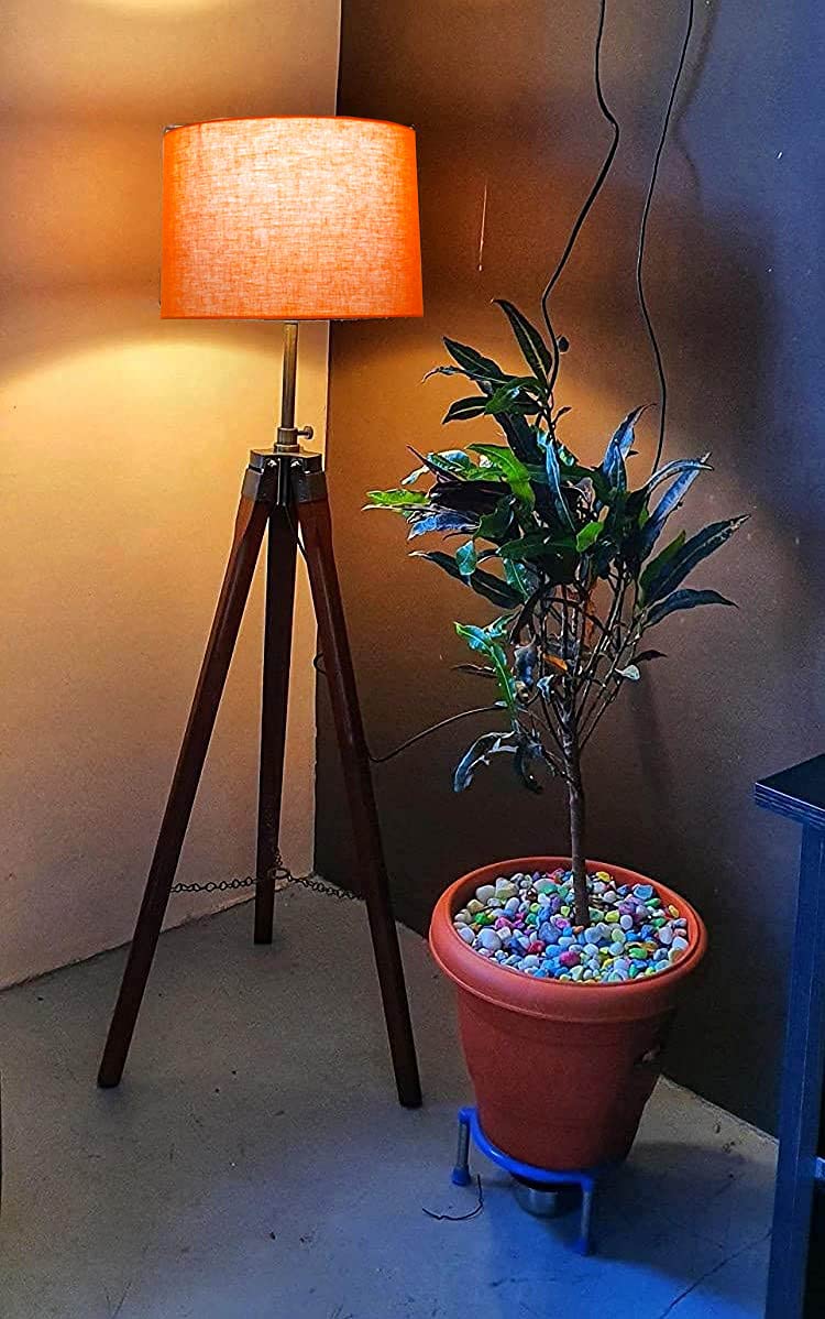 Hopdezyo E27 LED Italian Crafter Home Decor Floor Lamp for Living Room Bedroom Office, Holder & Lamp, Orange Shade Pack of 1