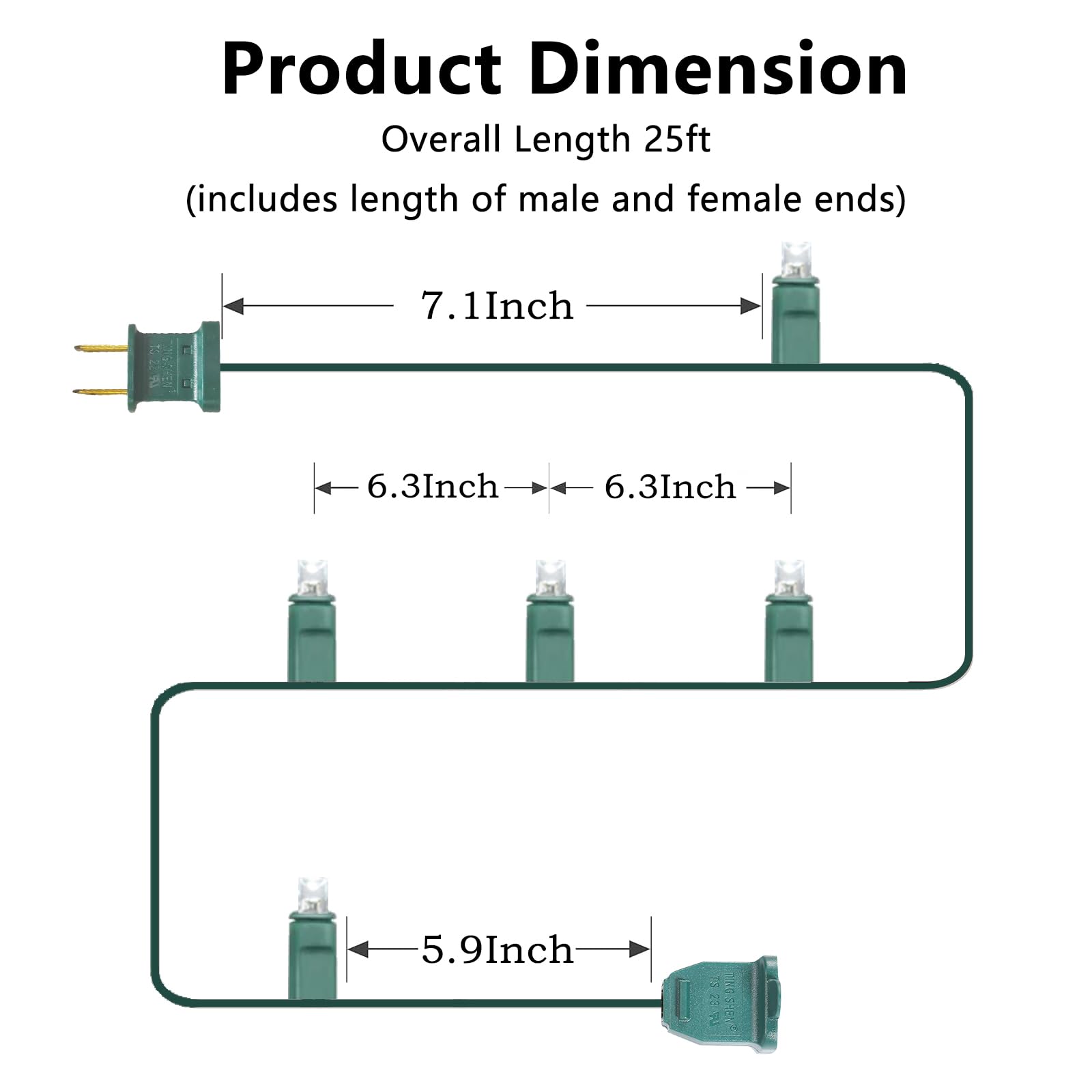White Christmas Lights Outdoor, 50 Counts White Outdoor Lights Waterproof, Christmas Lights Ul Certified Commercial Grade Green