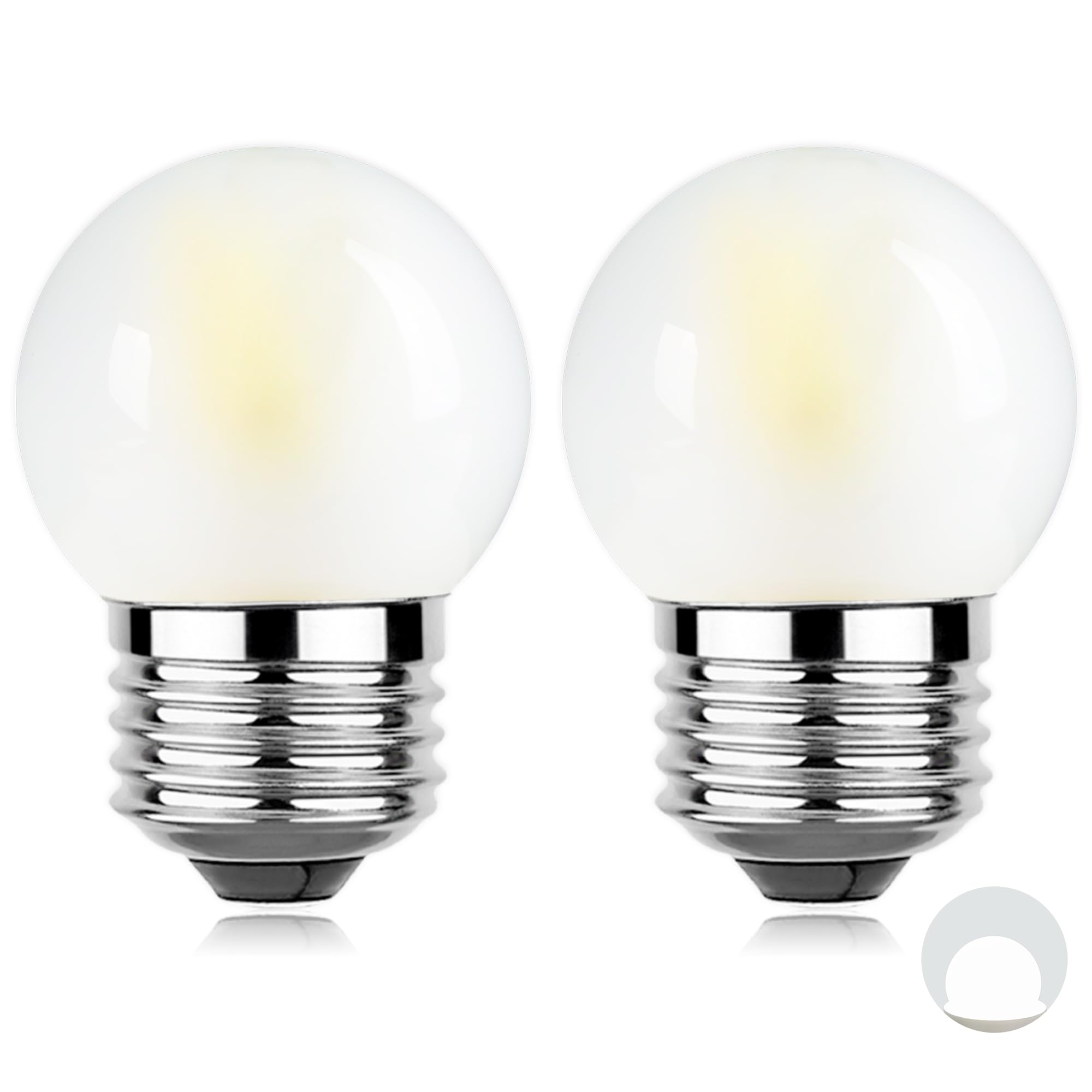 Dimmable 3W Led Bulb Equivalent 25 Watt Light Bulbs, Daylight 5000K, E26 Medium Base, Frosted, 300 Lumens, Cri 90+, G40 3 Watt E