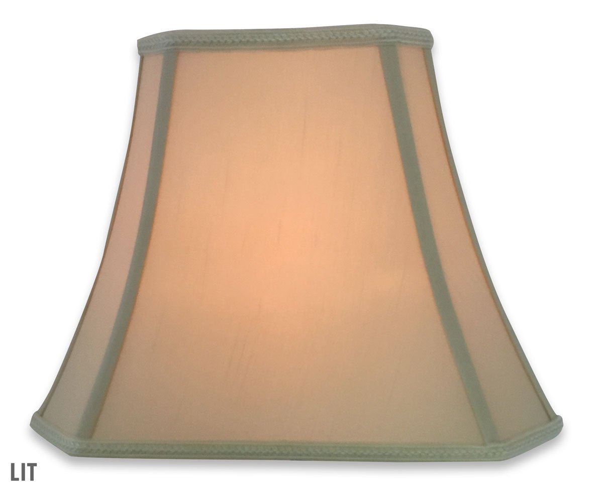 Royal Designs, Inc. Rectangle Bell Shade, Faux Silk, 8x14x10.6, Beige, Spider Fitter, Model DSO-68-14BG