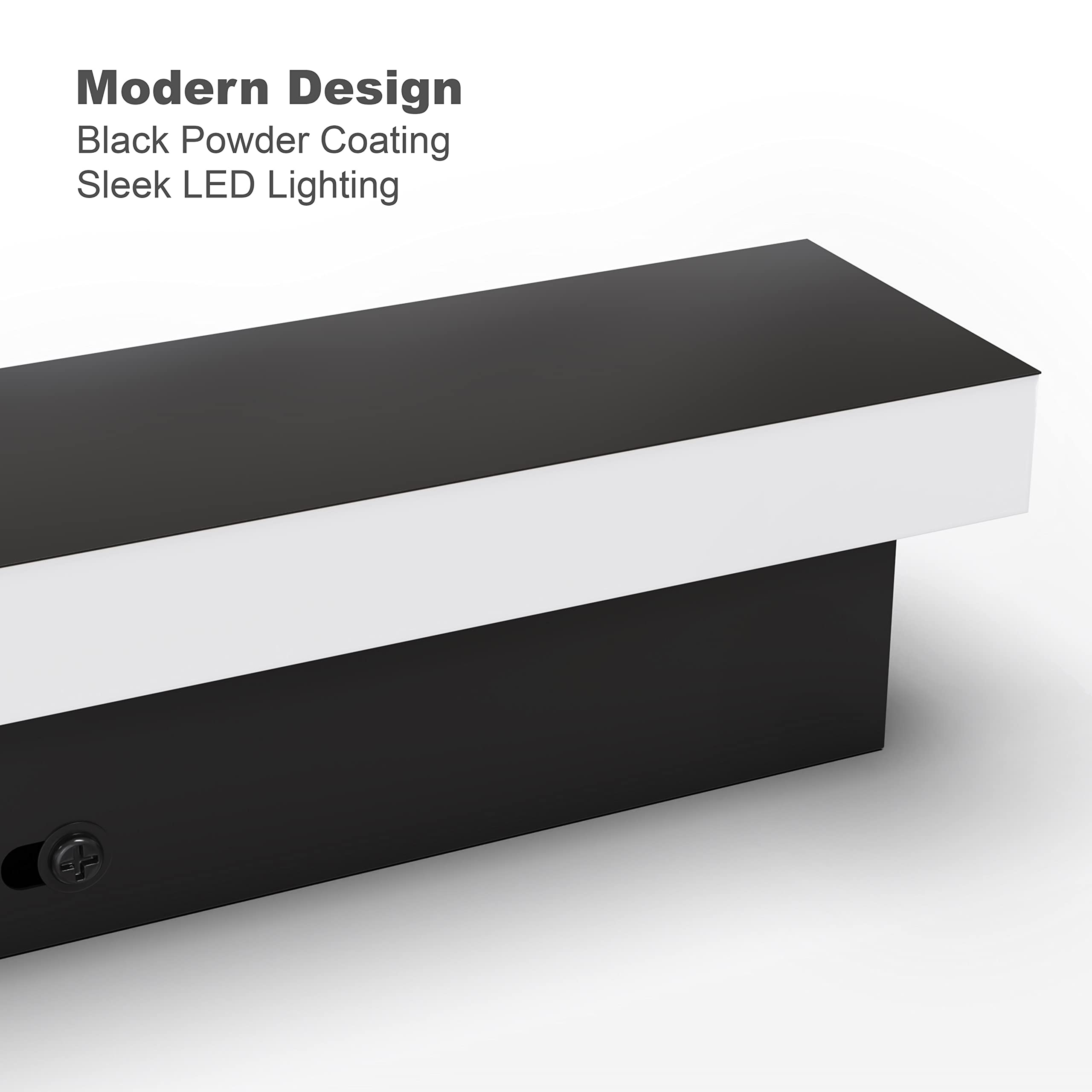 Leeki - 40 Inches Modern Outdoor Light Fixture - Rectangular Exterior Light Fixture - 30W 3000K - Ip65 Anti Rust - Black