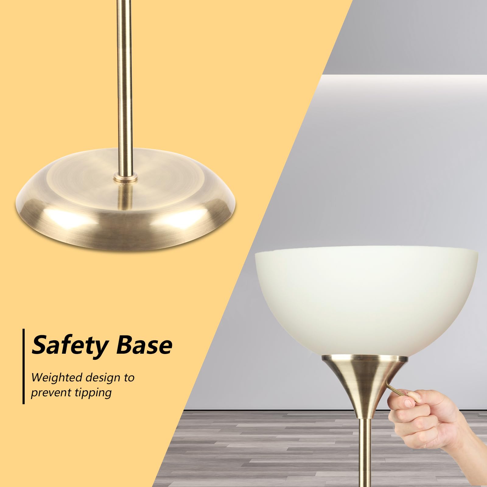 Floor Lamp, Standing Lamp For Bedroom, Drop-Resistant White Lampshade, Rotary Switch, Industrial Floor Lamp For Living Room Bedr
