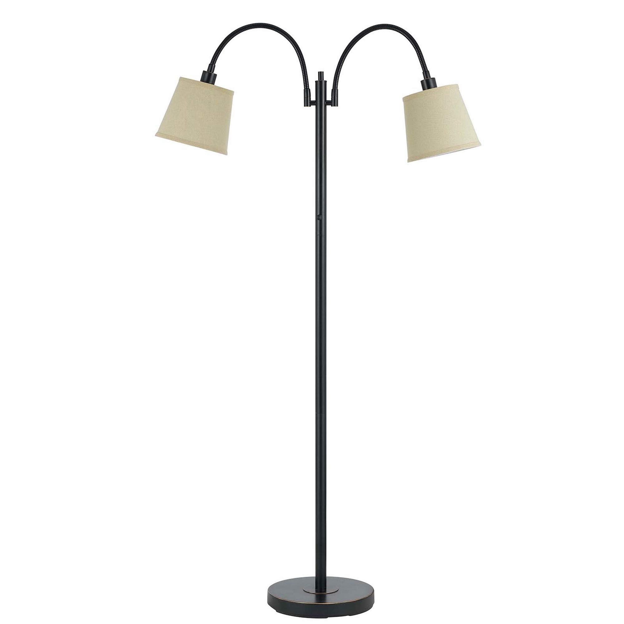 Benjara 80 Watt Metal Floor Lamp With Dual Gooseneck And Uno Style Shades, Black