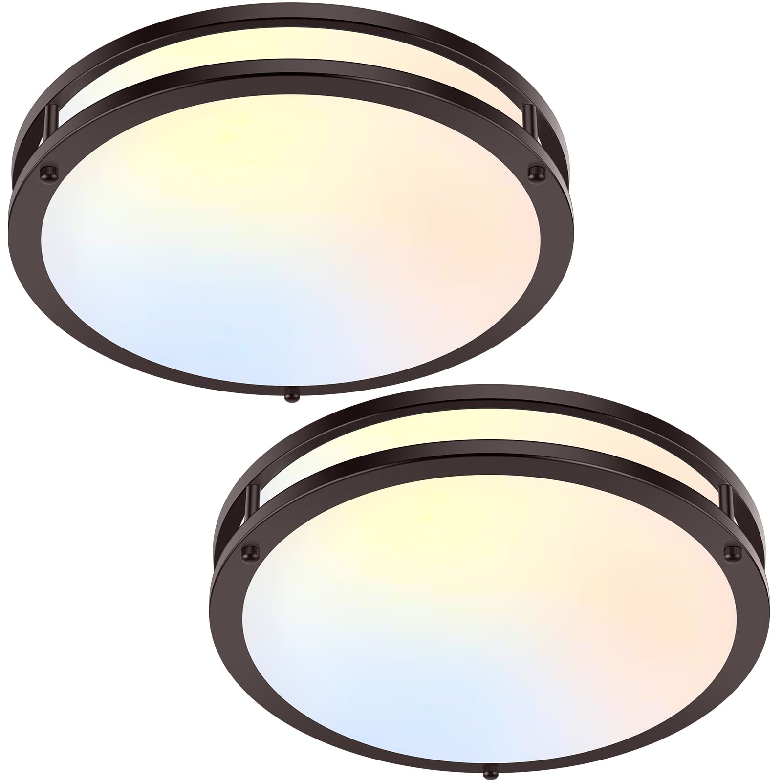 TOBUSA 2-Pack LED Ceiling Lights, 12in Flush Mount, 36W, Dimmable, Oil-Rubbed Bronze, 5CCT, Model 63630010-