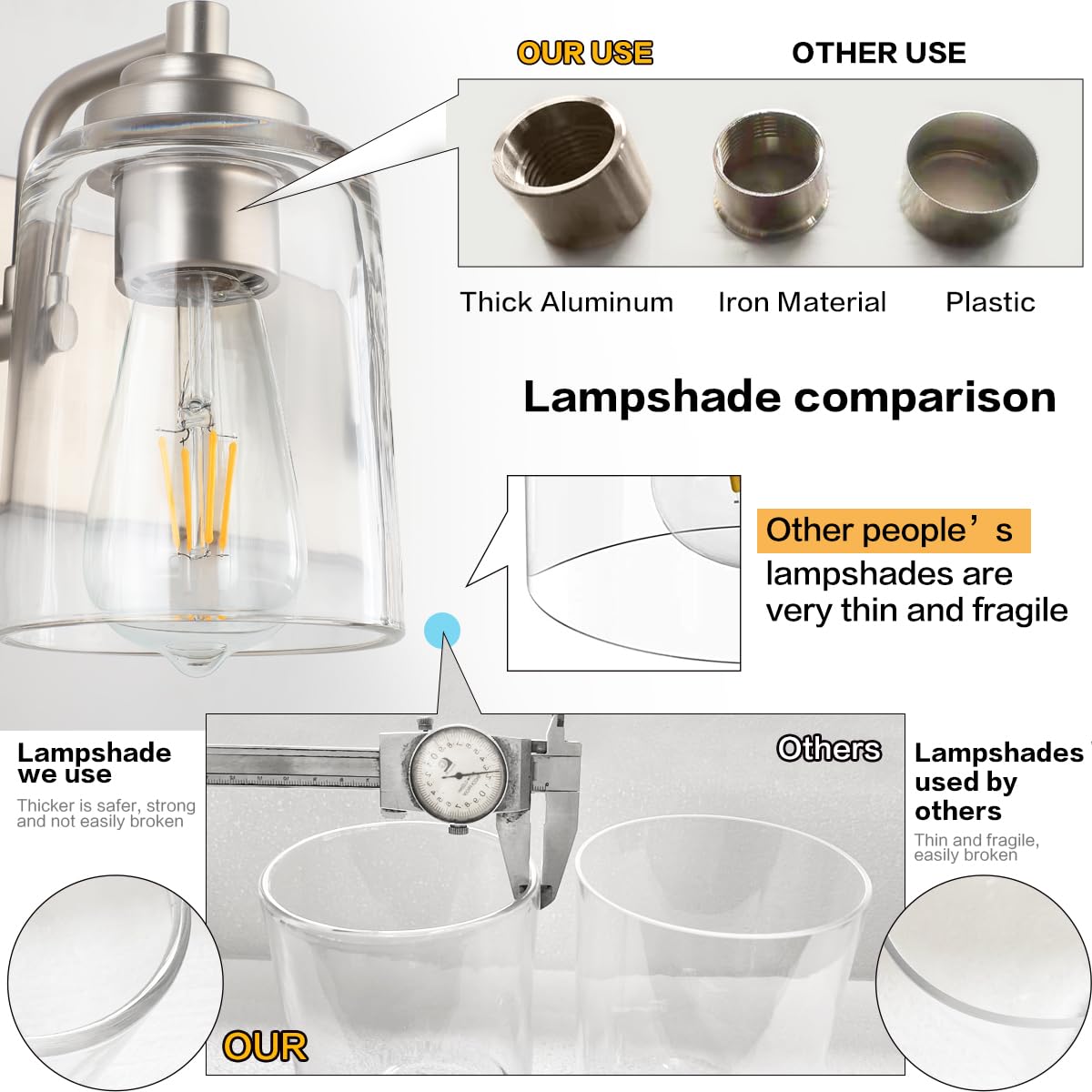 Solfart Brushed Nickel Vanity Light Bathroom Light Fixtures Over Mirror 3 Light Bathroom Lights For Bathroom Bathroom Vanity Lig